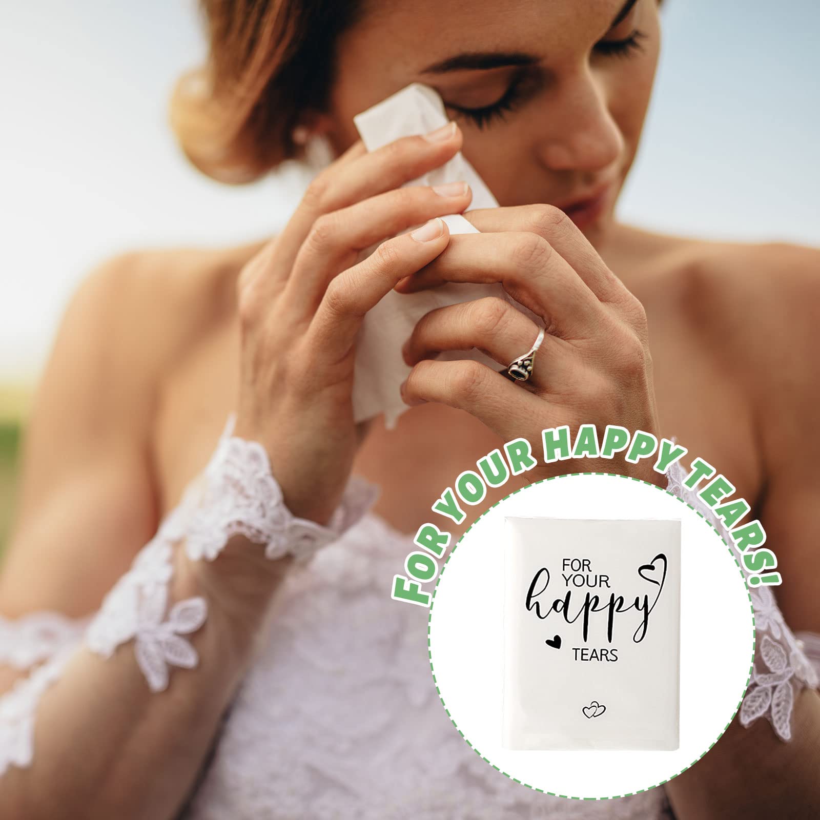 100 Pack Happy Tears Tissues - 3 Ply Mini Travel Size Facial Tissues for Wedding, Party Favors, Graduation Ceremonies | Bulk Guest Welcome Bags & Pocket Paper | Perfect for Emotional Moments, Travel Essentials & Special Occasions
