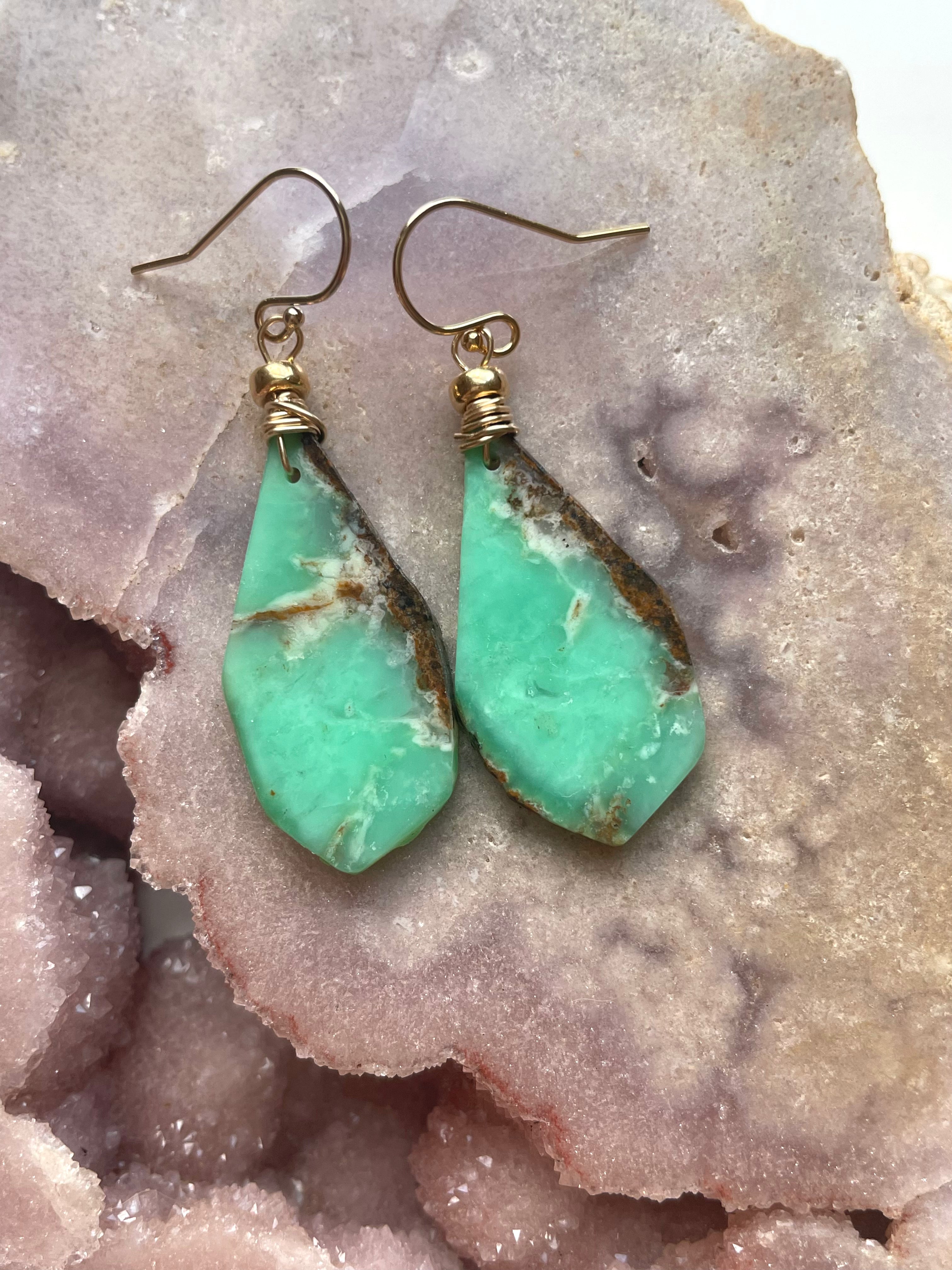 Stunning Chrysoprase Statement Earrings in 14K Gold Fill - Perfect for Weddings, Parties & Special Occasions