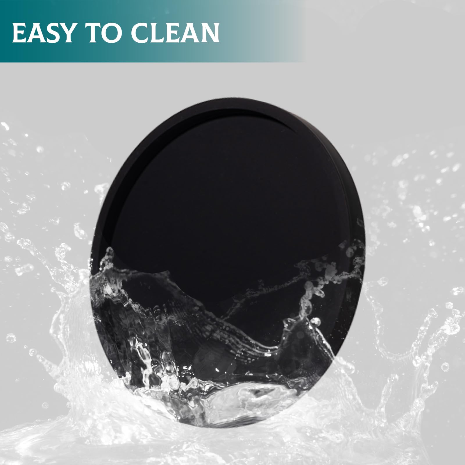 Black 9 Inch Round Silicone Bathroom Tray - Decorative Vanity Organizer for Soap, Candle, Perfume & Plants | Perfect for Bathroom Counter, Kitchen, Coffee Table & Home Decor