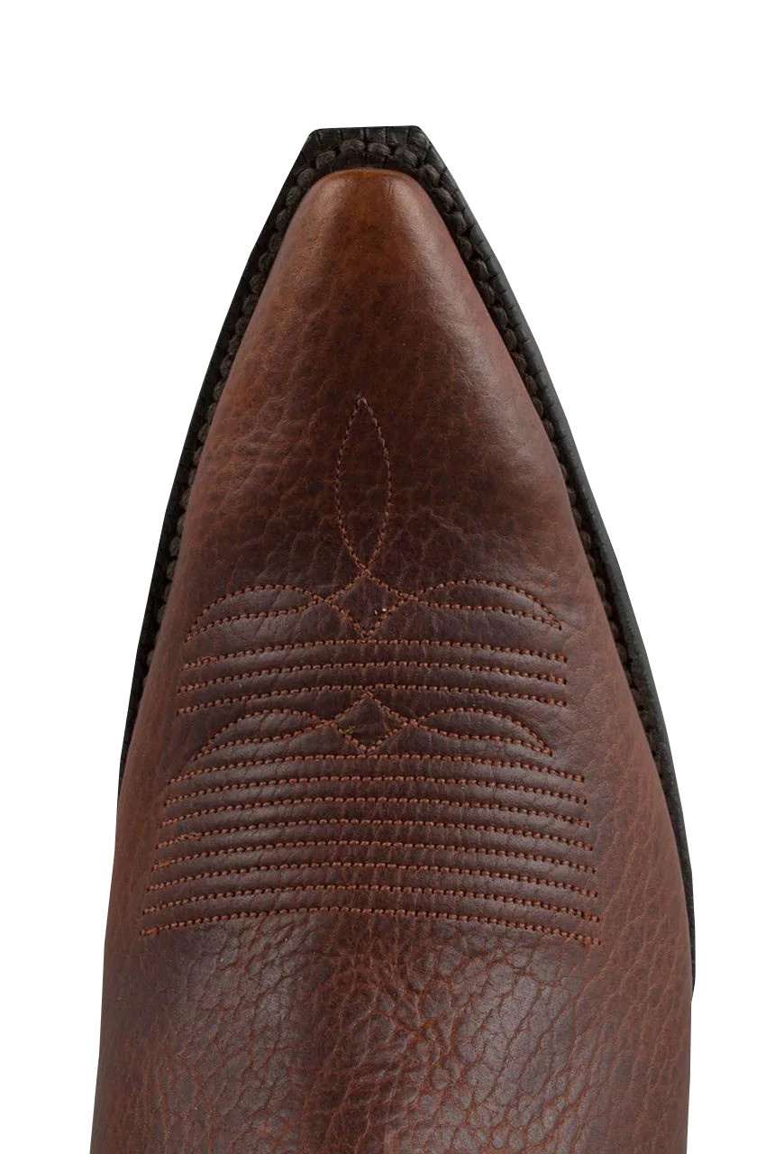 Pinto Ranch Men's Black Jack Buffalo Leather Cowboy Boots - Tan & Dark Brown Western Boots for Rodeo, Country Dancing & Outdoor Adventures