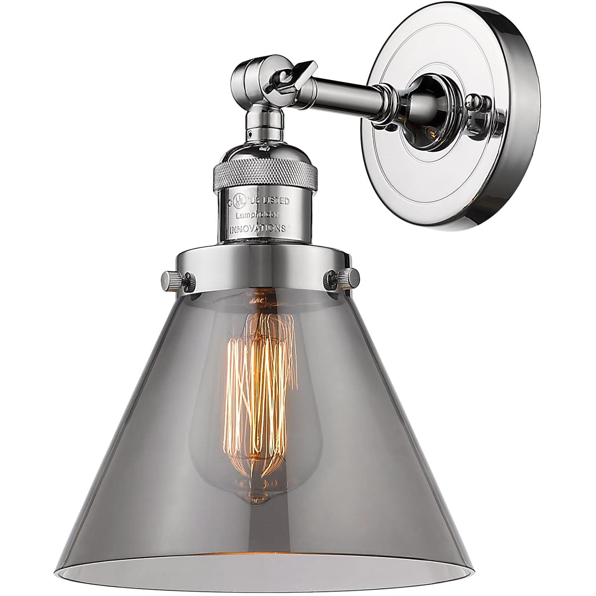 Innovations INNO203-PC-G43-LED Modern Chrome LED Wall Sconce Light Fixture - Energy Efficient Indoor/Outdoor Lighting for Bedroom, Hallway, Porch & Patio