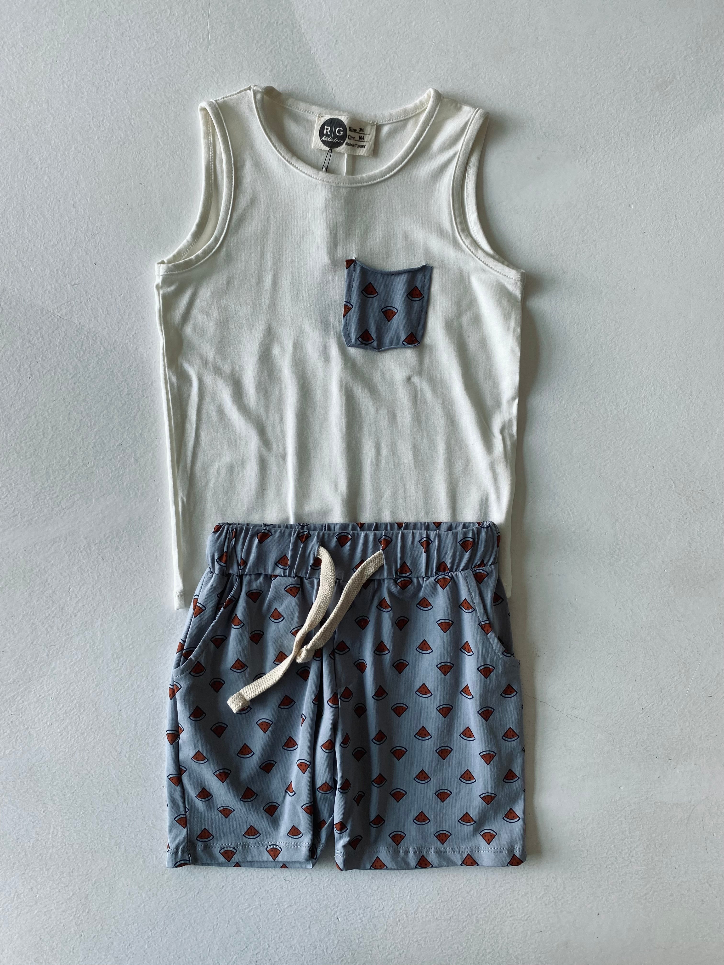 Kids Watermelon Print Tank Top and Shorts Set - Cute Summer Outfit for Boys & Girls - Perfect for Beach, Pool, and Playtime