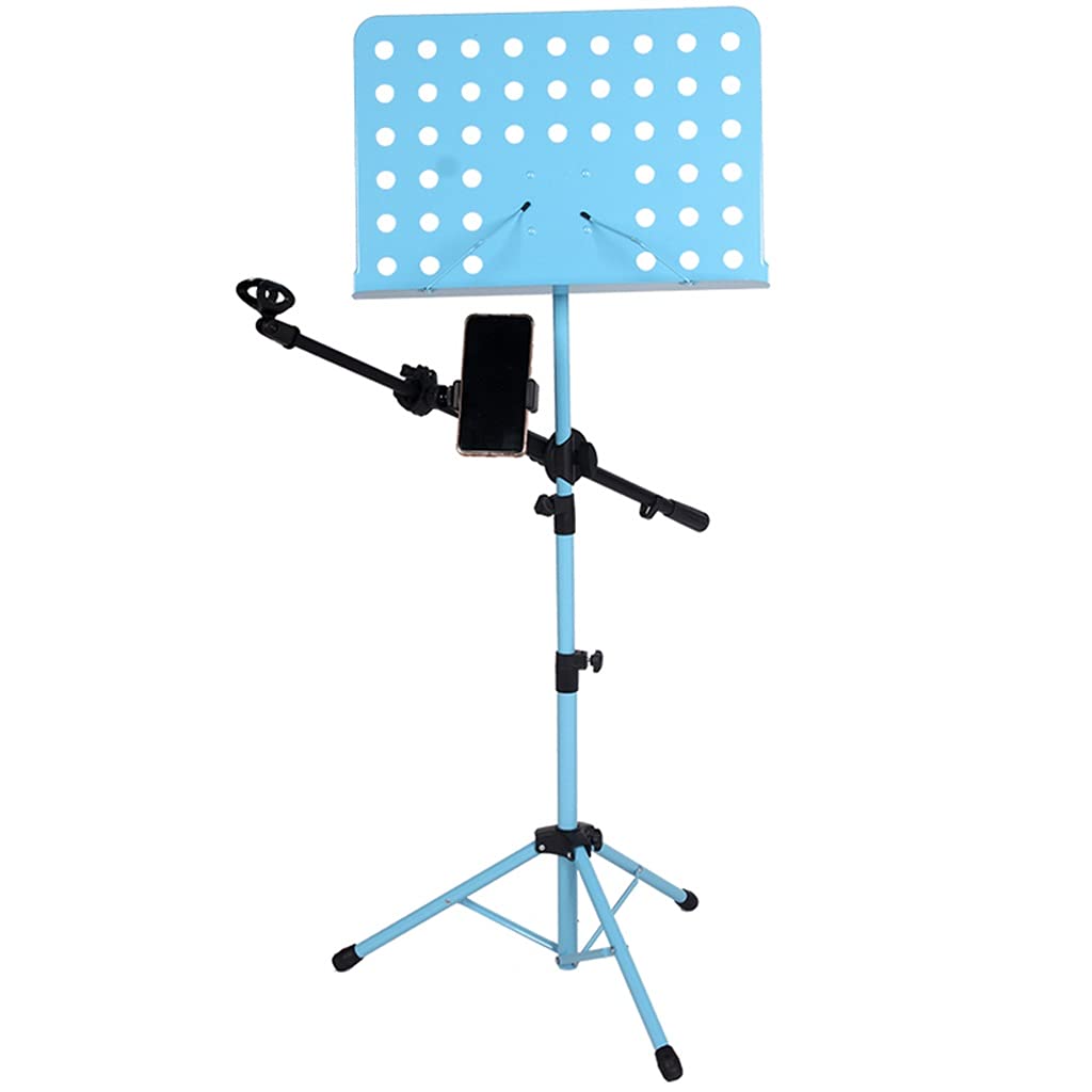 3-in-1 Adjustable Music Stand with Guitar Holder & Mic Stand | Portable Folding Floor Stand for Musicians | Perfect for Home, Studio & Live Performances (Color: B2)