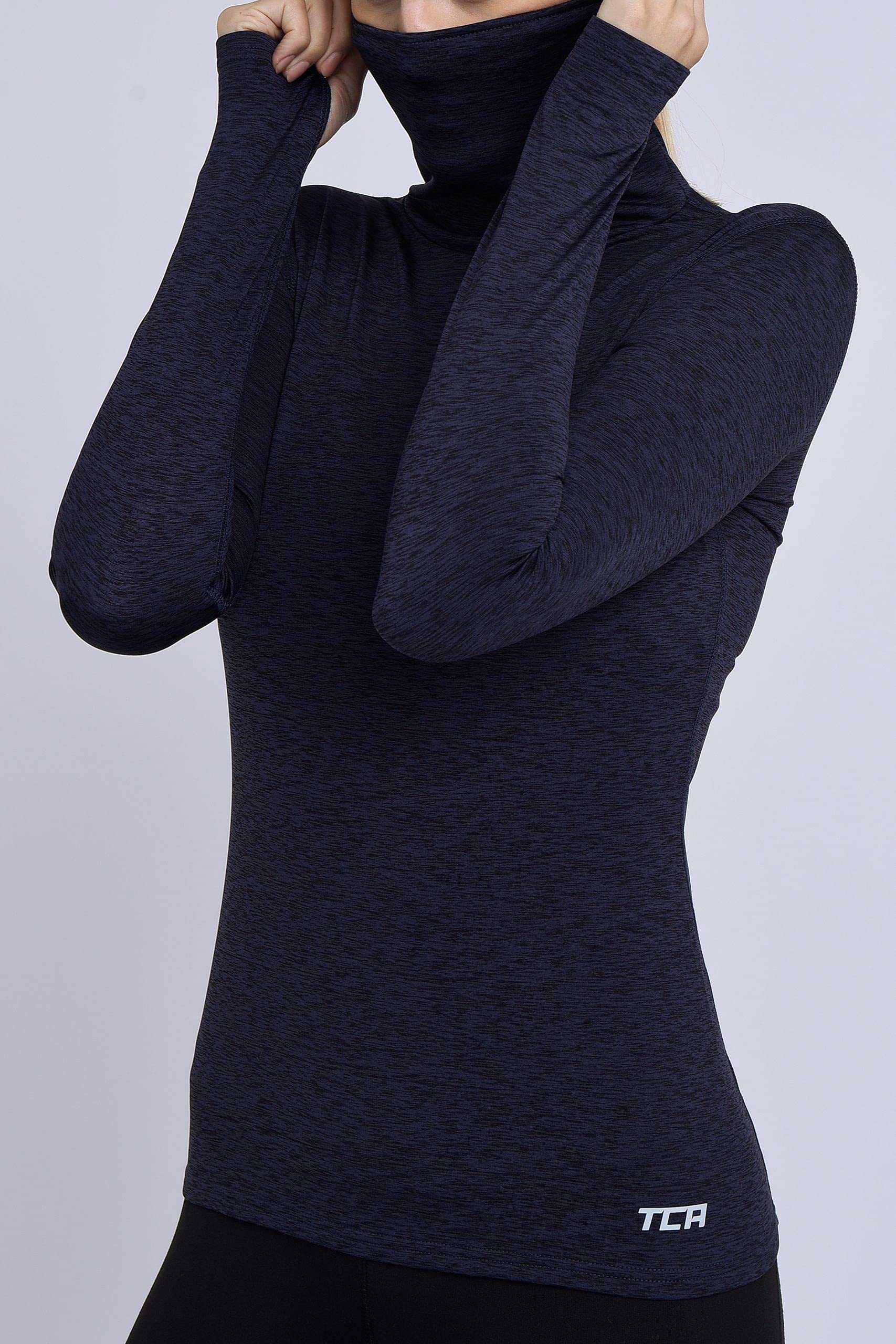 TCA Women's Thermal Running Top - Funnel Neck Long Sleeve Workout Shirt for Cold Weather | Moisture Wicking & Breathable for Jogging, Gym & Outdoor Activities