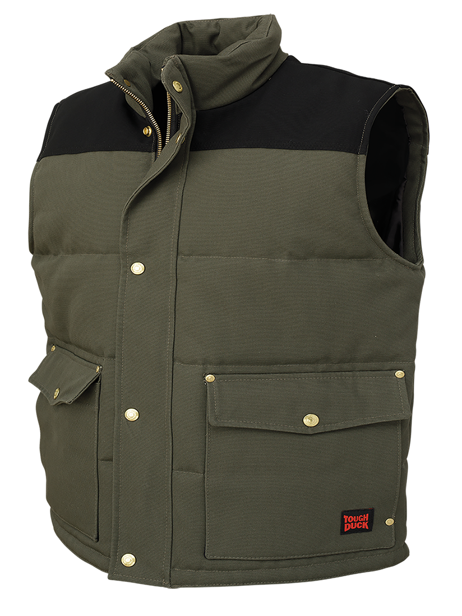 Tough Duck WV08 Woodsman Duck Vest - Heavy Duty Work Vest for Outdoor Hunting, Fishing & Construction - Durable Water-Resistant Utility Vest for Men