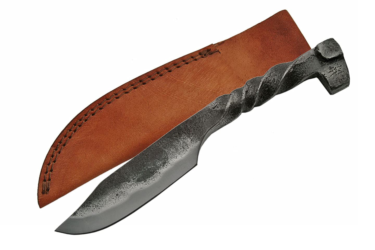 SZCO Supplies Twisted Railroad Spike Knife - Handmade Forged Steel Hunting & Survival Knife - Perfect for Outdoor Adventures, Camping & Bushcraft