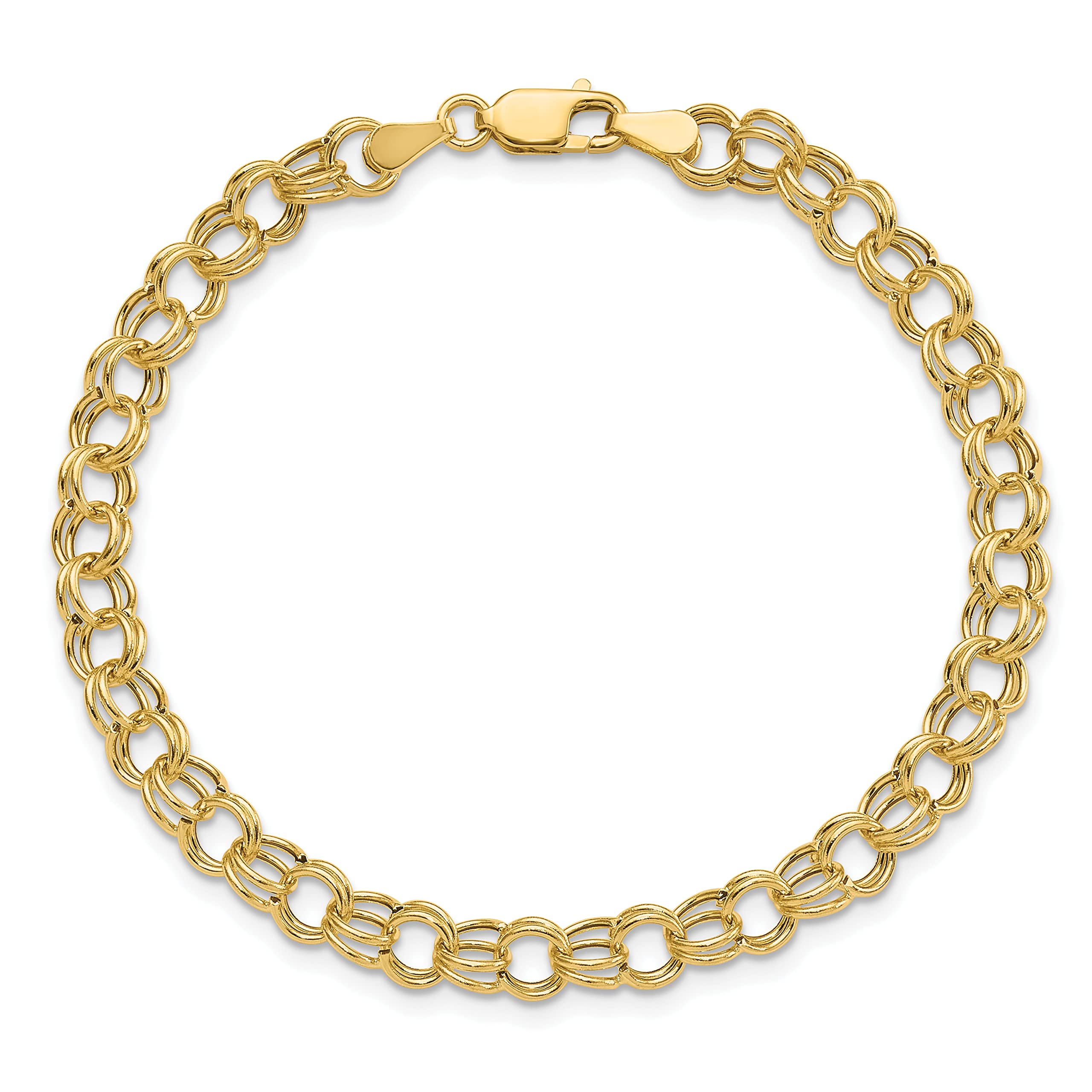 10k Yellow Gold Hollow Double Link Charm Bracelet & Anklet - 7