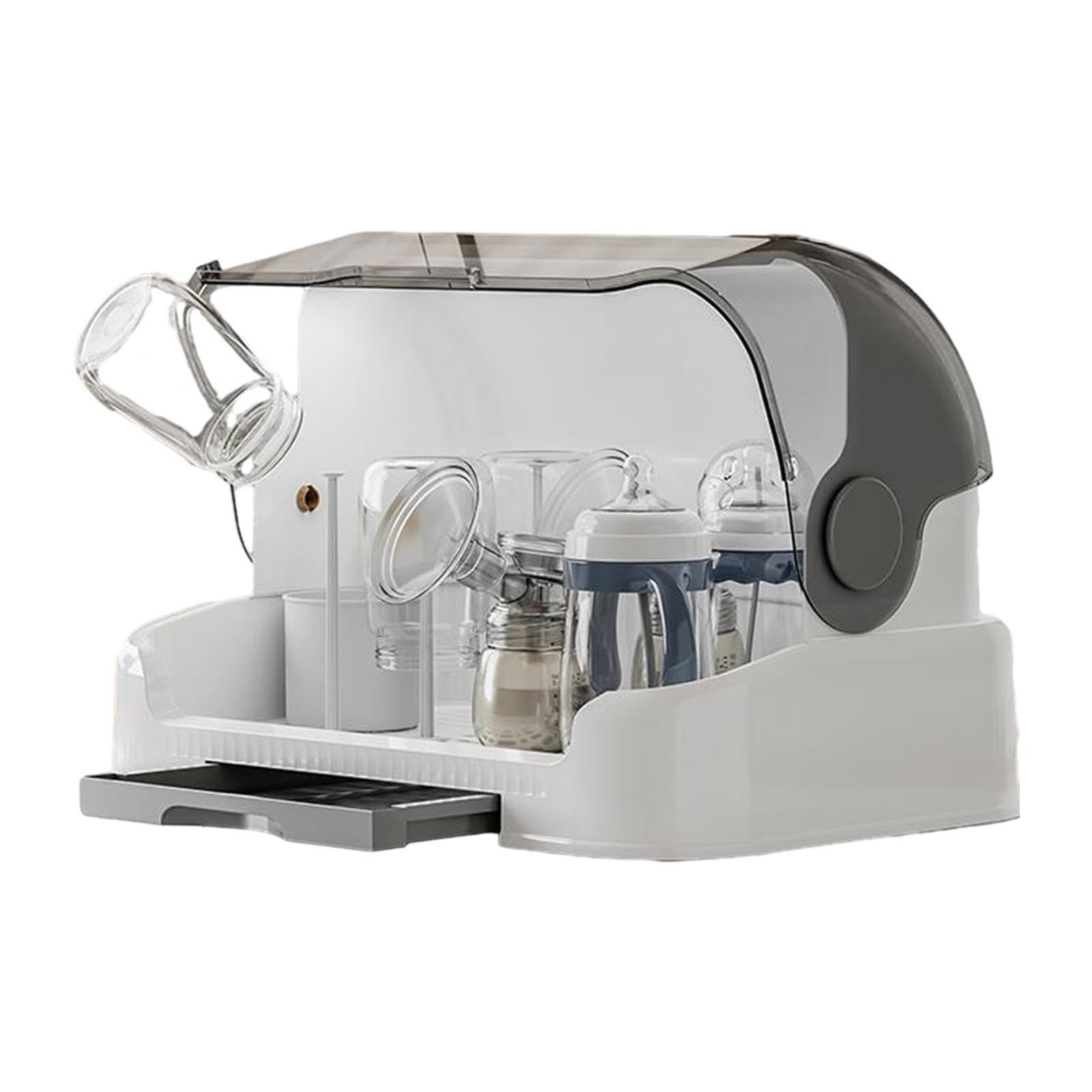 **Large Capacity Baby Bottle Drying Rack with Removable Water Tray & Dustproof Storage – Countertop Organizer for Baby Bottles, Pacifiers, and Breast Pump Parts – Perfect for Nursery, Kitchen, and Travel**