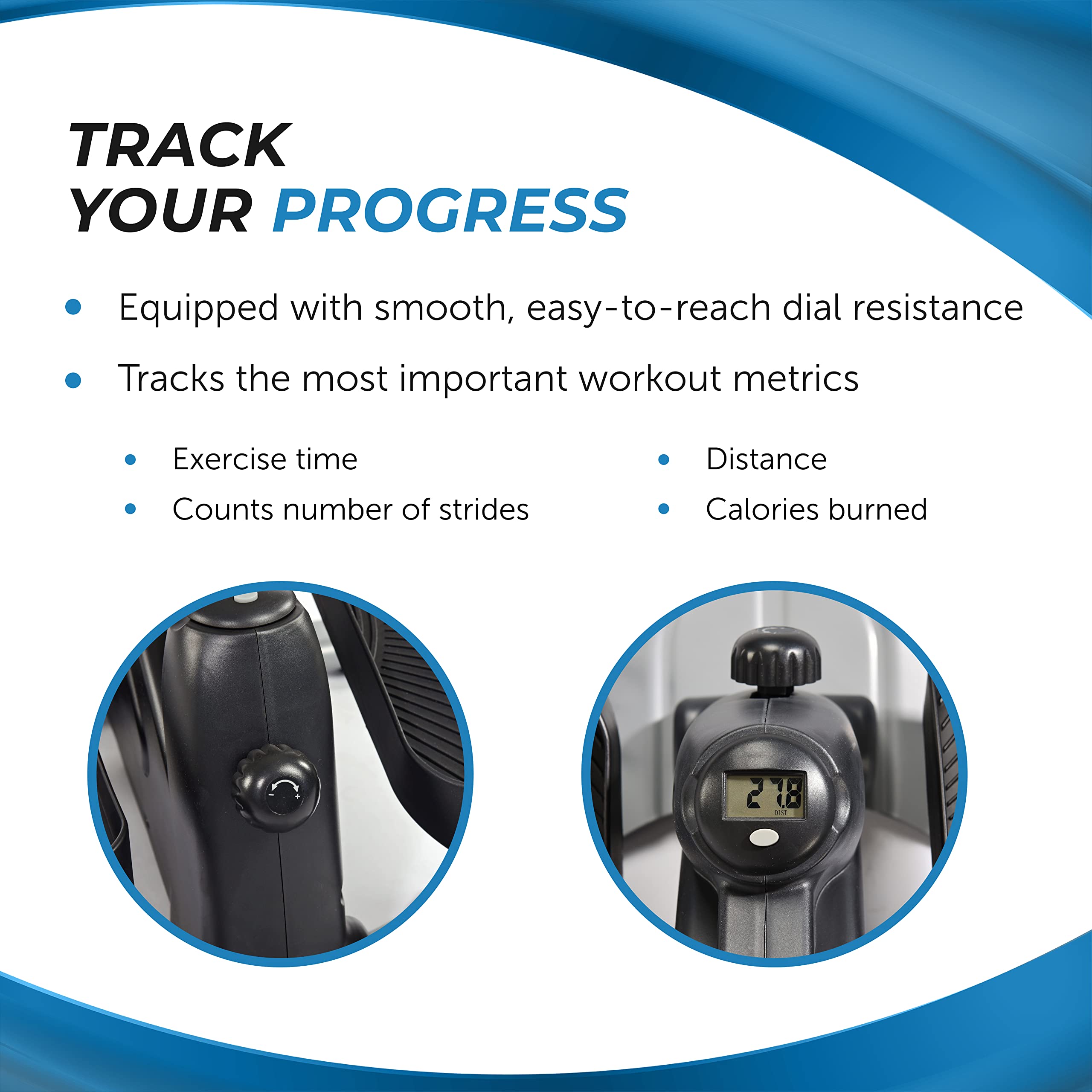 Stamina Inmotion Compact Strider - Under Desk Elliptical Machine for Home & Office - Seated/Standing Low-Impact Cardio Workout Equipment - Perfect for Small Spaces & Sedentary Workers