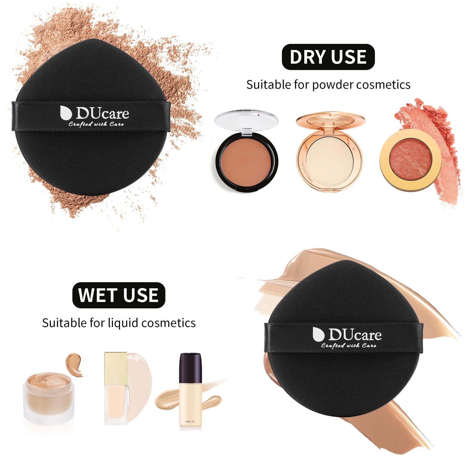 DUcare Makeup Sponges & Foundation Brush Set - Premium Blending Sponge for Liquid, BB Cream & Mineral Powder - Soft Makeup Puff for Flawless Stippling & Buffing - Perfect for Daily Makeup, Professional Use & Travel