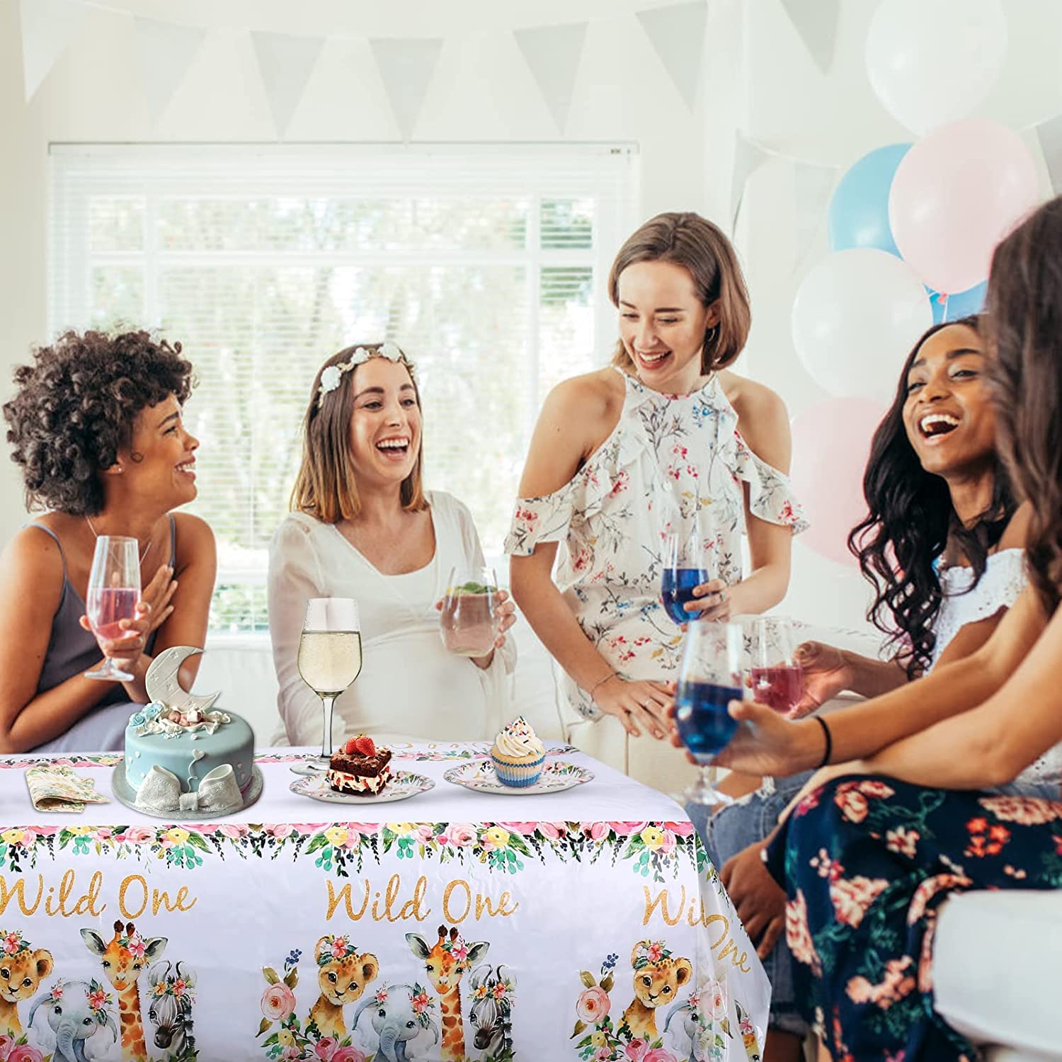 Wild One Birthday Party Supplies for Girls - 20 Paper Plates, 20 Napkins & Tablecloth - 1st Birthday Theme Decorations - Perfect for Wild One Themed Parties, Baby Showers & Gender Reveals