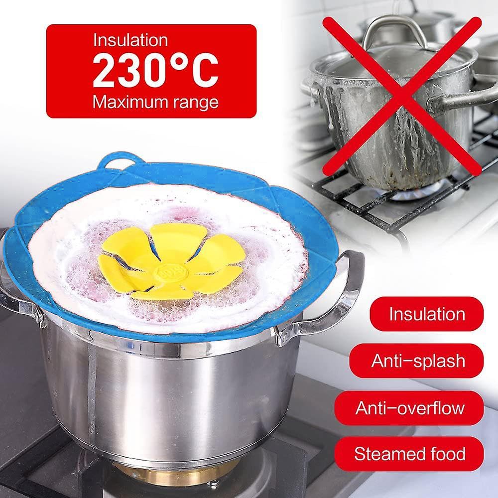 Premium Silicone Pot Lid - Reusable Spill-Proof Cover for Cooking Pots & Pans | Boil Over Prevention Kitchen Essential | Dishwasher Safe | Perfect for Soup, Pasta & Rice Cooking (Blue)