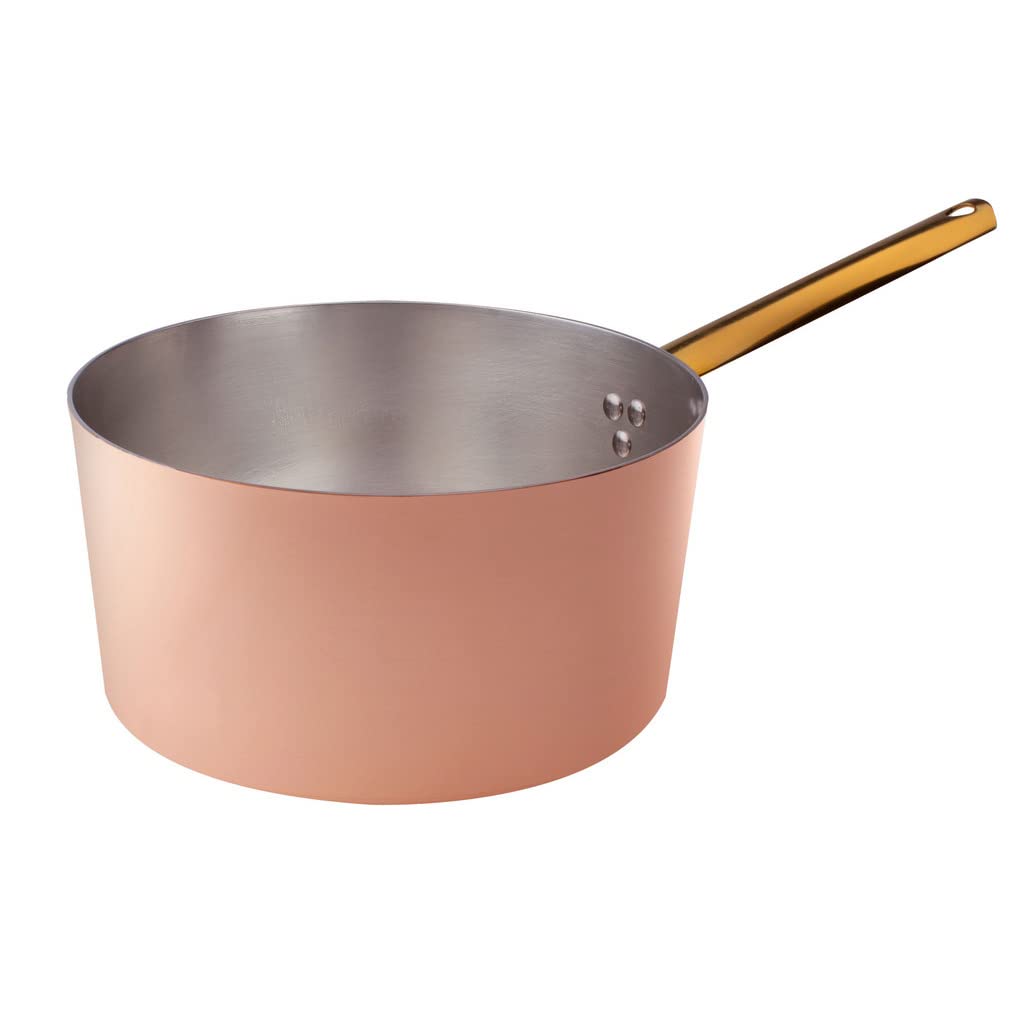Premium Pentole Agnelli Copper Saucepan with 1 Handle - 24cm Diameter for Professional Cooking & Gourmet Recipes | Ideal for Sauces, Stews & Pasta Dishes