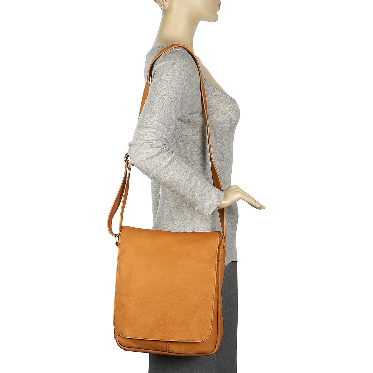 Genuine Colombian Leather Vertical Flap Shoulder Bag for Women - Stylish Crossbody Purse for Work, Travel & Everyday Use