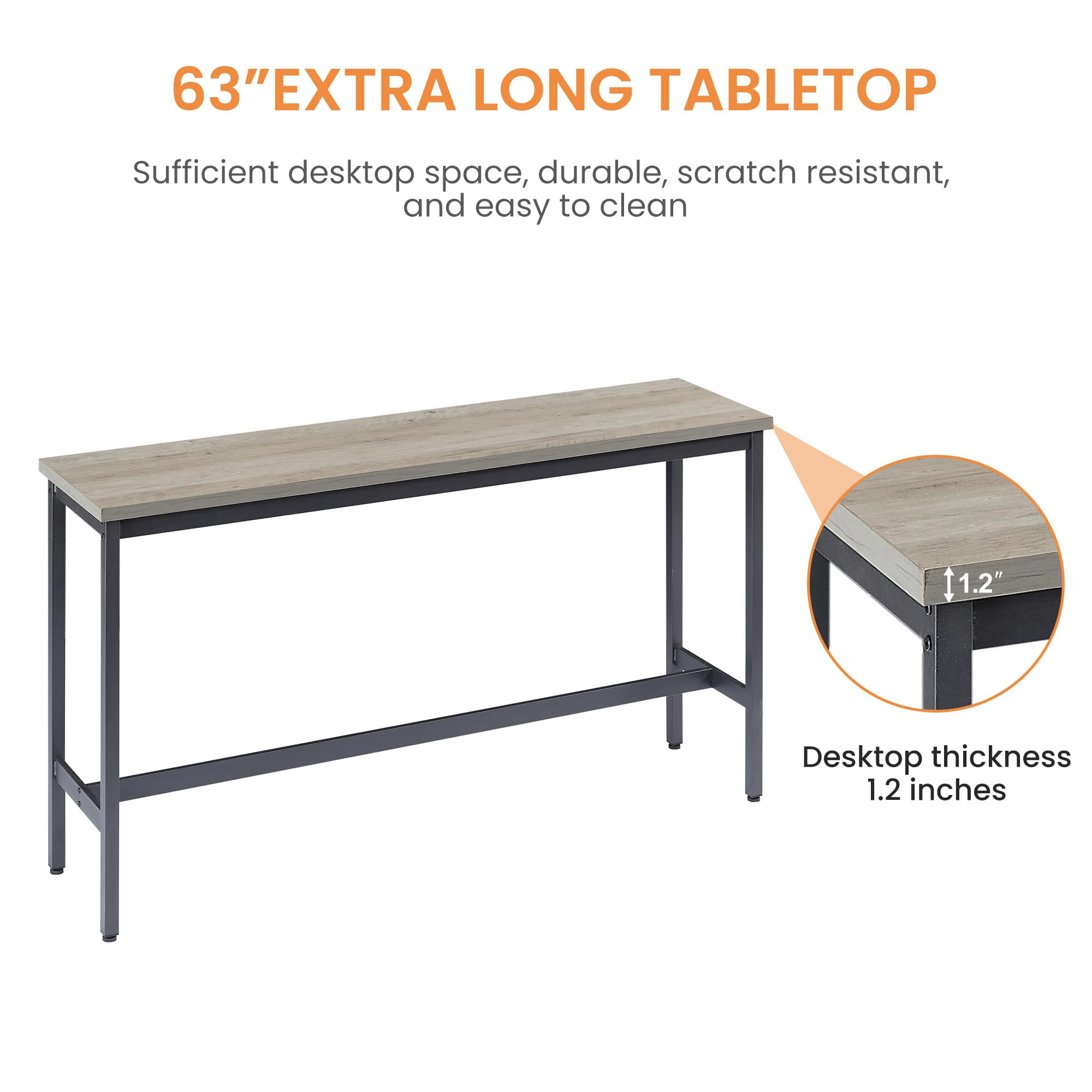 4-Piece Long Bar Table and Chairs Set for 3 - 63