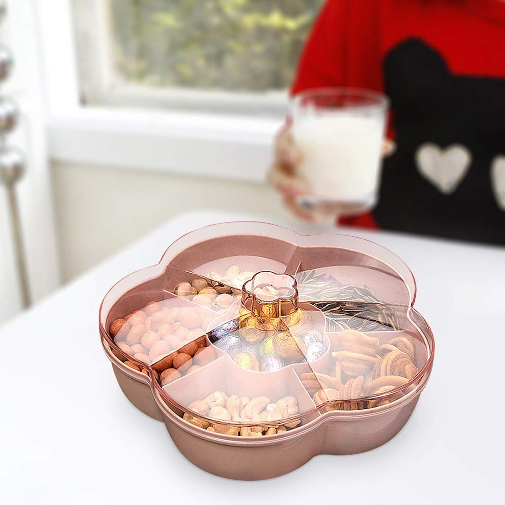 Durable Flower-Shaped Snack Serving Tray with Lid - Perfect for Nuts, Candy & Dried Fruits | Elegant Storage Box for Kitchen, Party & Home Decor