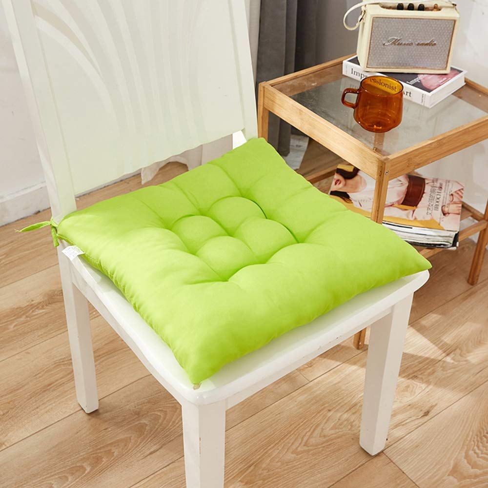 Soft Washable Non-Slip Thickened Seat Cushion - Removable Solid Color Brushed Chair Pad for Office & Home Decor (Green) | Comfortable Support for Desk Chairs, Dining Chairs, and Living Room Furniture