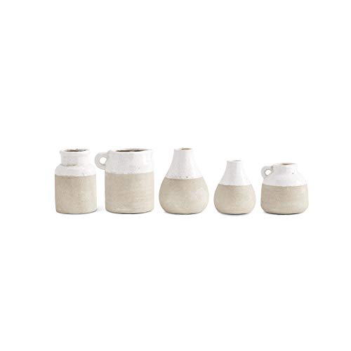 K&K Interiors Handmade Ceramic Vases - Set of 3, Cream White Home Decor for Living Room, Dining Table & Wedding Centerpieces
