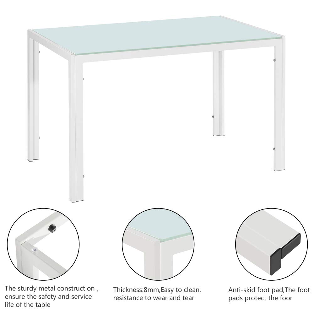 BNSPLY 5-Piece White Dining Table Set for 4 - Modern Kitchen & Dining Room Table with Chairs - Perfect for Small Spaces, Breakfast Nook, and Family Meals