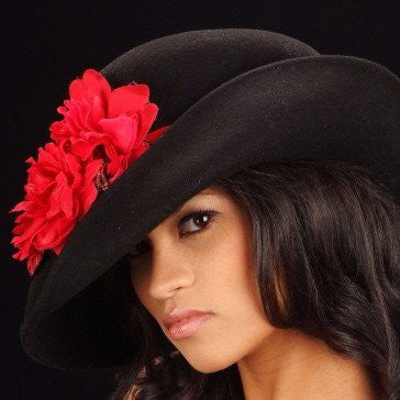 Elegant Black Velvet Dress with Red Floral Embroidery - FW1138 Women's Party Gown for Evening Events & Special Occasions