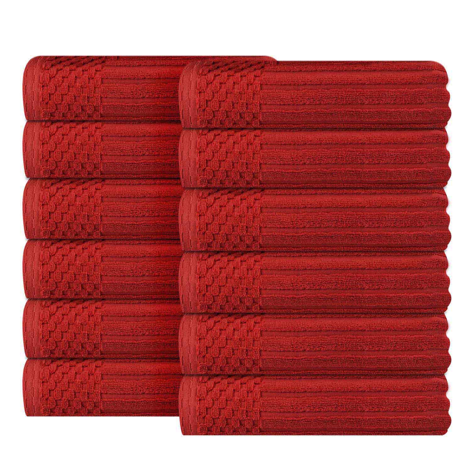 Premium Soho Ribbed Textured Cotton Face Towels - Ultra Absorbent & Soft (12-Pack) - Perfect for Spa, Gym, Travel & Daily Skincare Routine