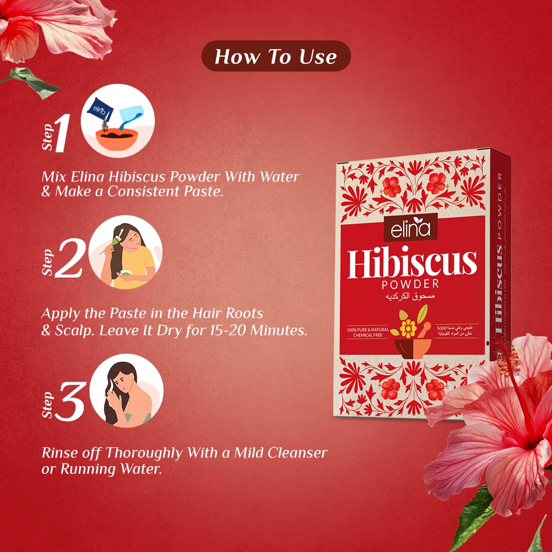 Organic Hibiscus Powder for Hair Growth & Dry Scalp Treatment | 100% Pure Natural Hibiscus Flower Powder | Hair Pack for Stronger & Healthier Hair | Grey Hair Prevention | 100g | Perfect for DIY Hair Masks & Scalp Care Routines