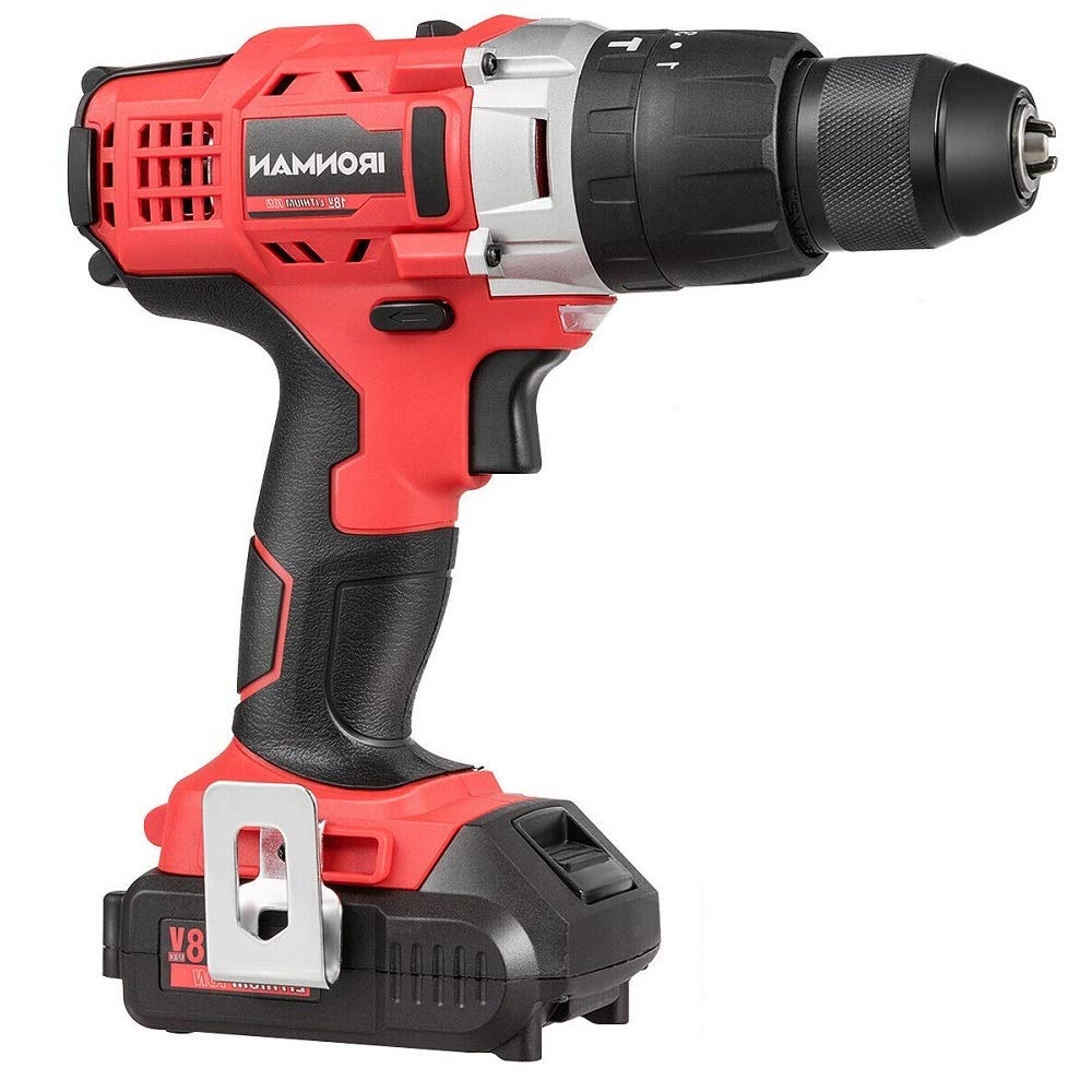 18V Cordless Drill Driver Impact Tool Kit with 1/2