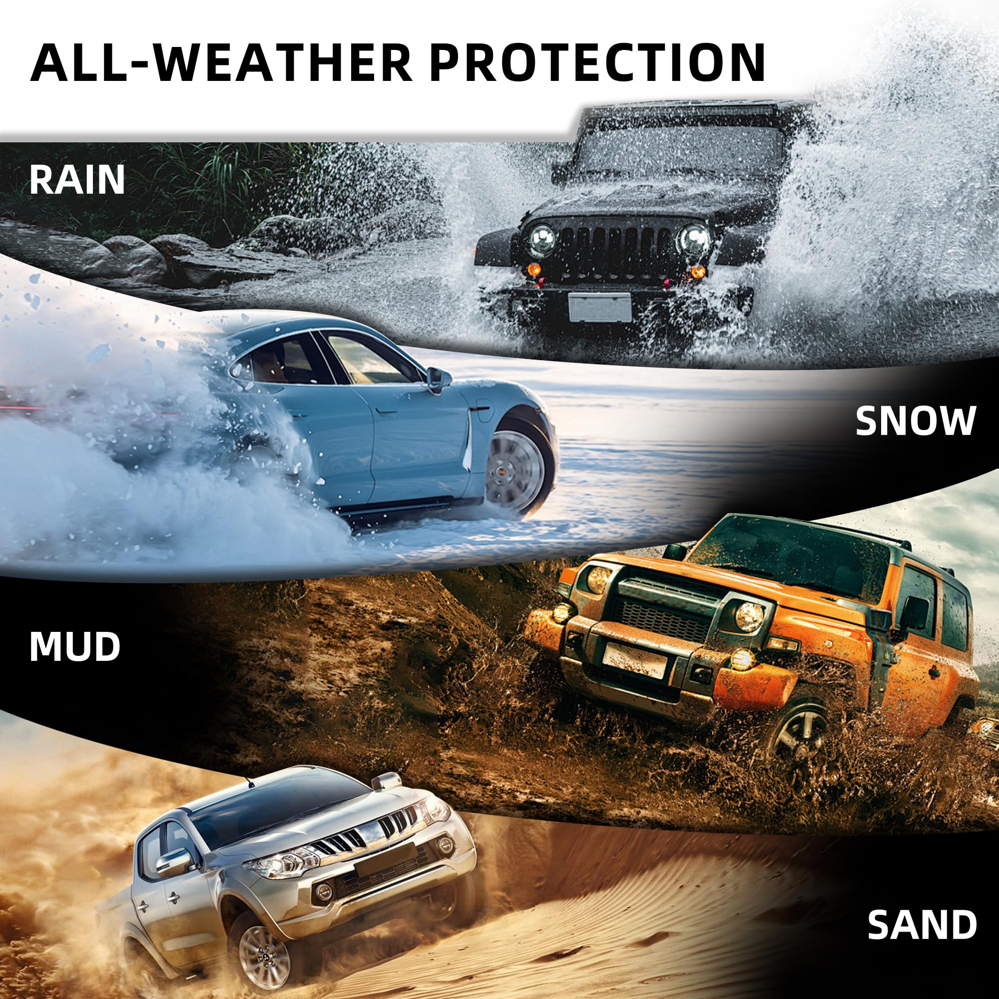 All Weather Floor Mats for 2016-2022 Honda HR-V - Anti-Skid Rubber Car Mats Liners 1st & 2nd Row Black - Perfect for Off-Road, Winter & Everyday Protection