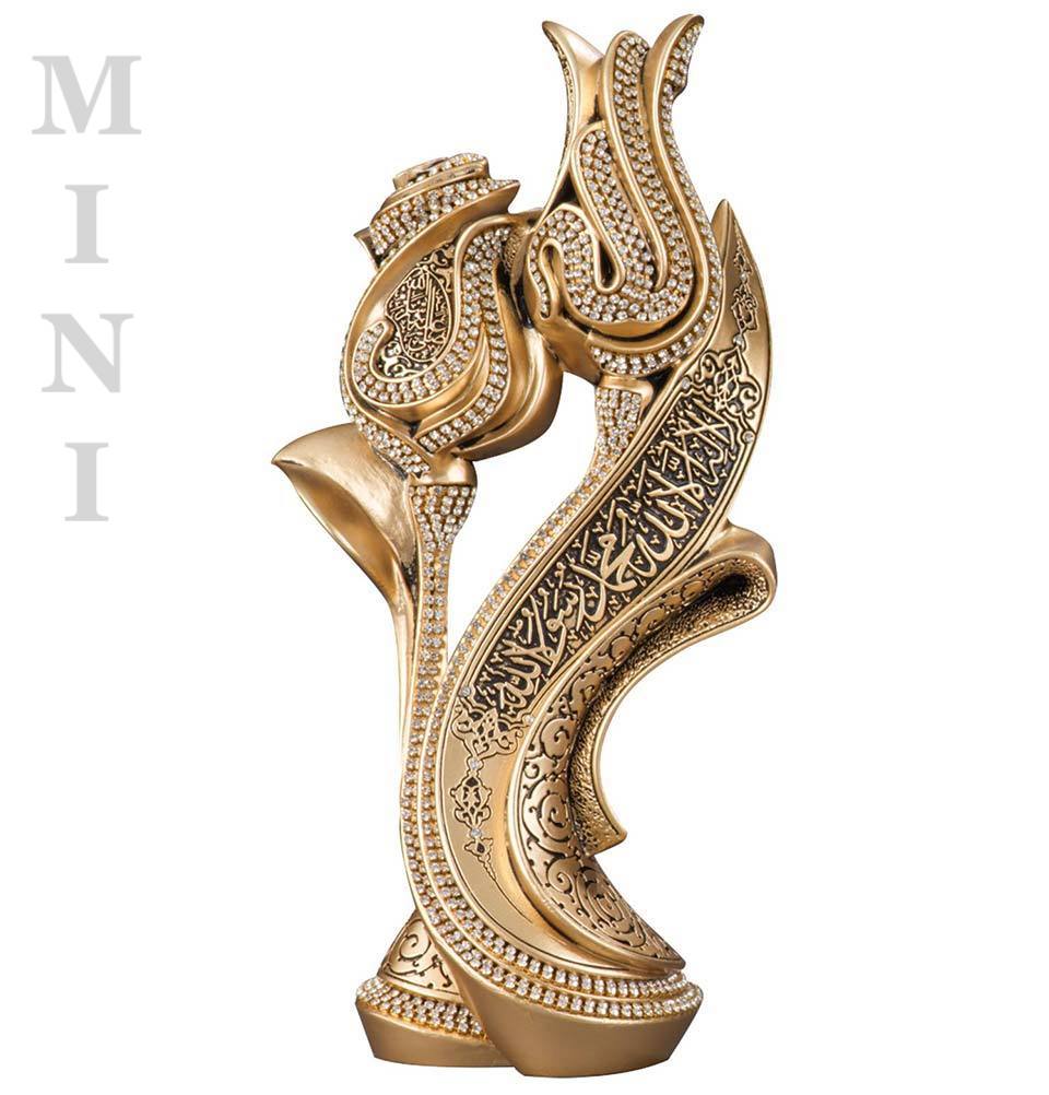 Islamic Table Decor - Elegant Lale Gul Tulip & Rose Design in Gold | 240 2S Mini Size | Perfect for Ramadan, Eid, Wedding & Home Decoration