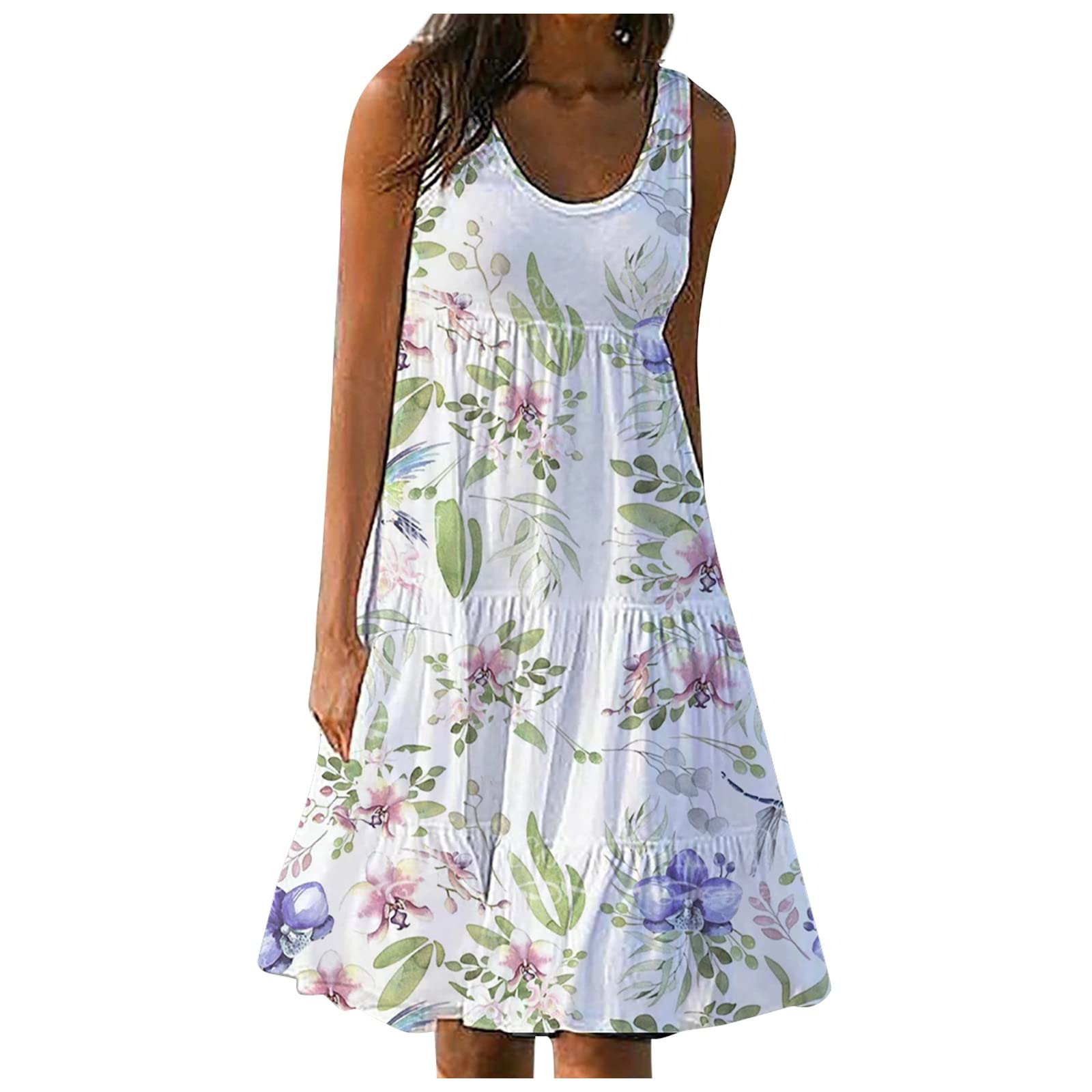Women's Floral Print Summer Romper - Cute Sleeveless Beach Dress with Round Neck | Perfect for Vacations, Pool Parties & Casual Outings