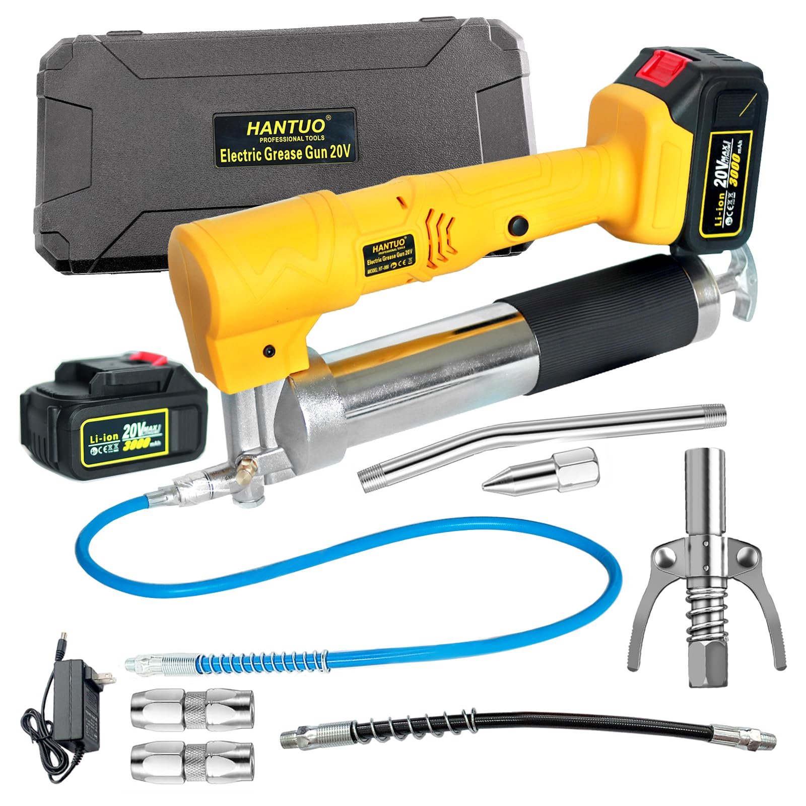 20V Cordless Grease Gun - Professional Electric High Pressure 10000 PSI Grease Gun with Battery & Carrying Case - Perfect for Automotive, Industrial, and Farm Equipment Maintenance