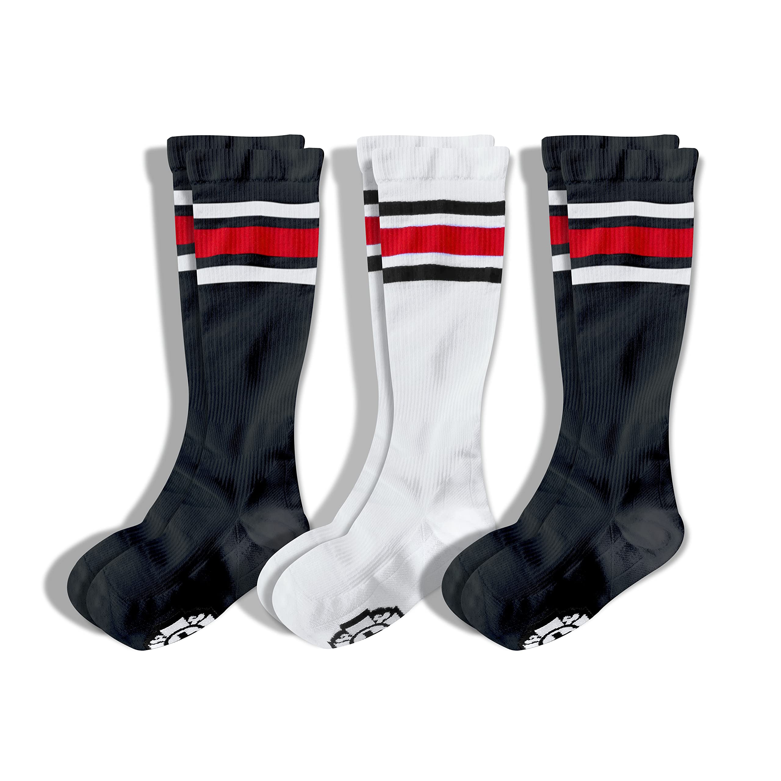 Old Bones Compression Socks - Red Stripes Athletic Socks for Men & Women (15-20 mmHg) - Improve Circulation & Recovery for Running, Travel & Work