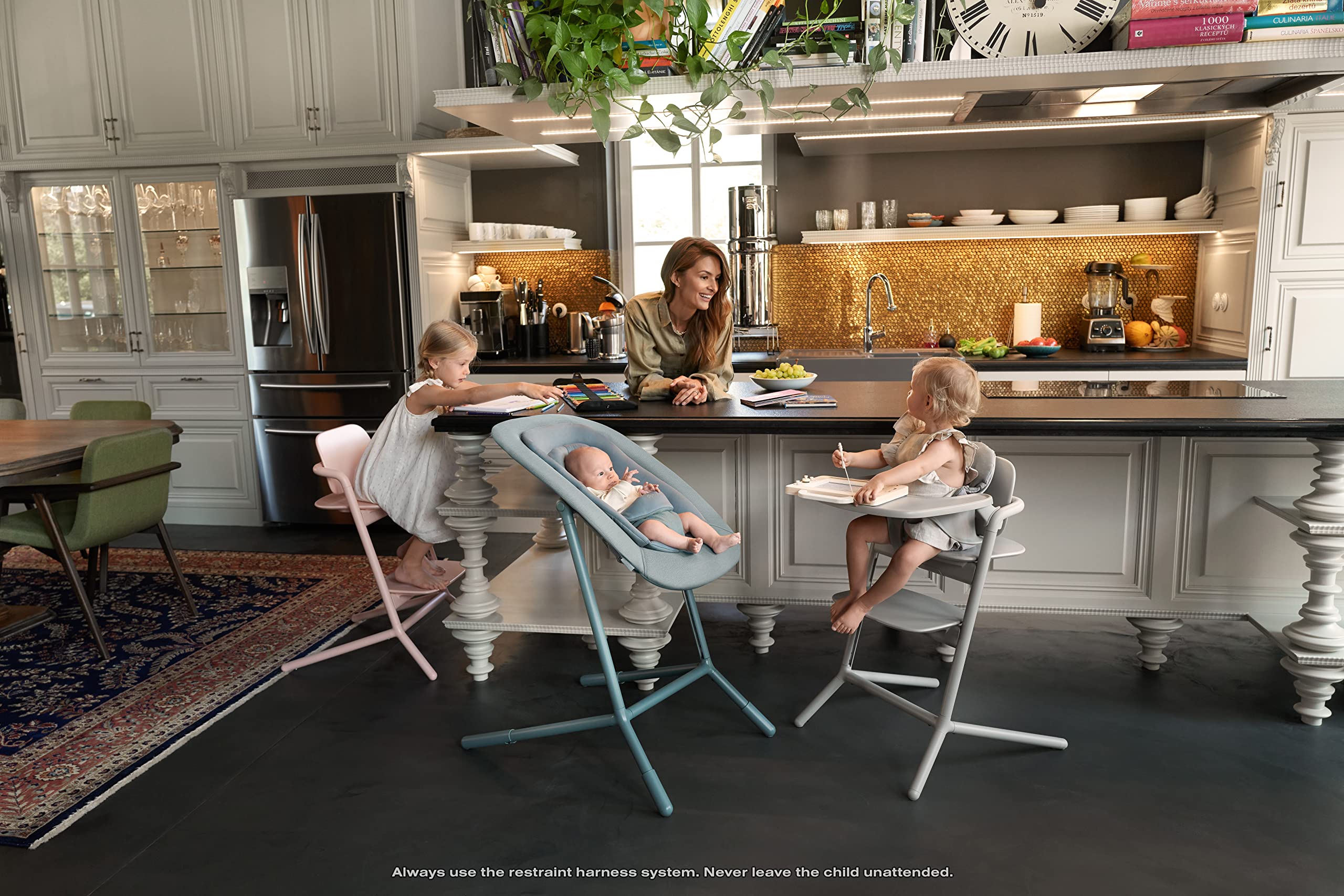 Cybex LEMO 3-in-1 Convertible High Chair with Baby Set & Snack Tray - Adjustable Height & Depth, Anti-Tip Wheels - Modern White Design for Infants 6+ Months to Adults - Perfect for Dining, Feeding & Playtime