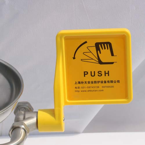 CGOLDENWALL Stainless Steel Emergency Eyewash Station - Dual Head Eye Washer & Face Shower for Lab, Industrial & Workplace Safety | Continuous Flow Design | ANSI Compliant (Yellow) | Perfect for Chemical Spills, First Aid & Safety Compliance