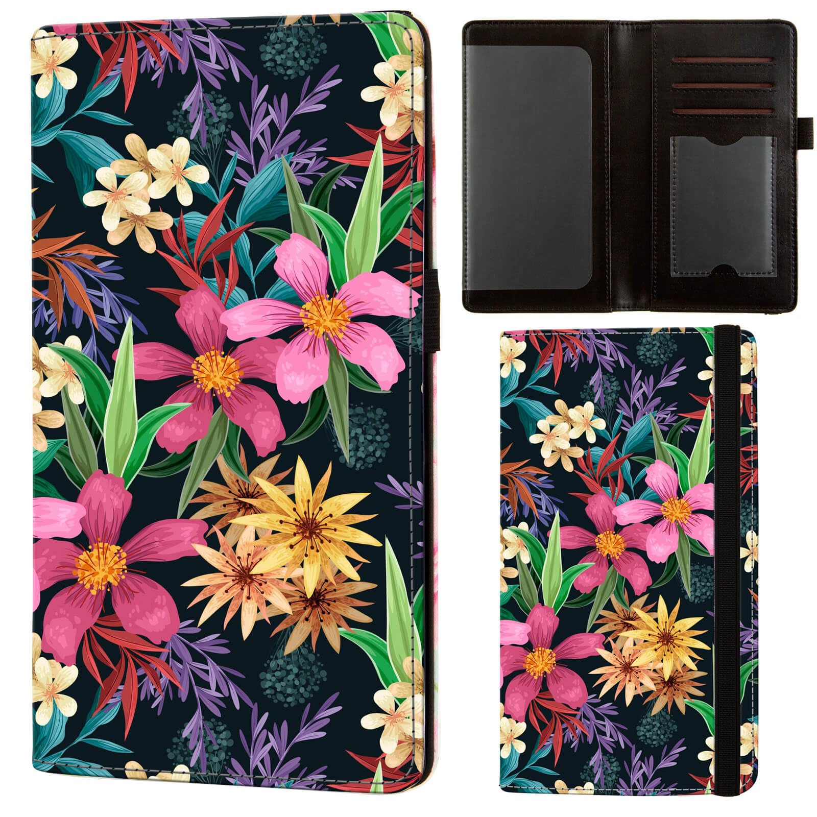 Premium Leather Checkbook Cover for Women & Men - RFID Blocking Checkbook Holder Wallet with Credit Card Slots - Floral Design for Duplicate Checks - Perfect for Office, Travel & Everyday Use