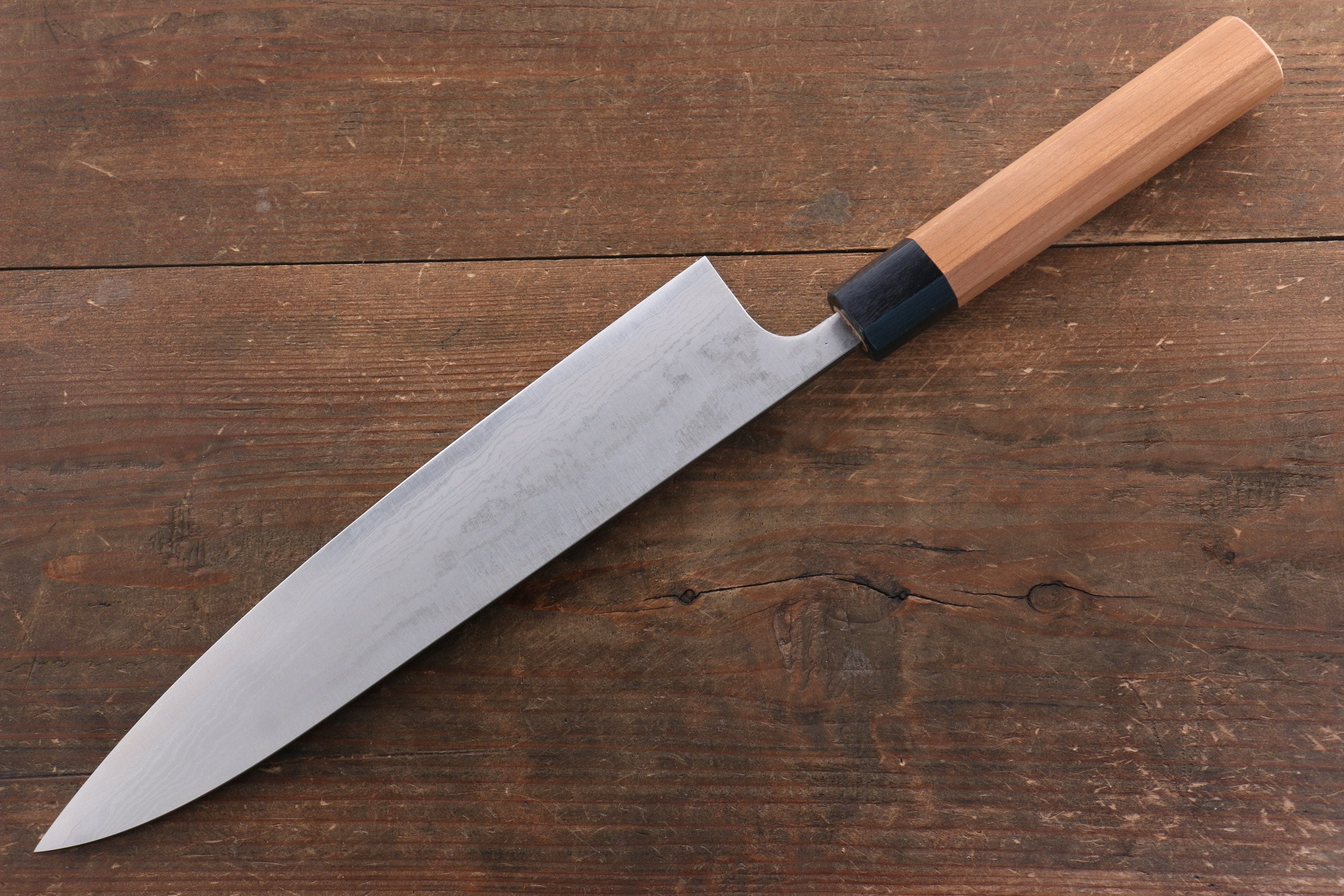 Nao Yamamoto VG10 Damascus Gyuto Chef Knife 240mm - Cherry Blossom Wood Handle - Japanese Kitchen Knife for Professional Chefs & Home Cooking - Perfect for Slicing, Dicing & Chopping Vegetables, Meat & Fish