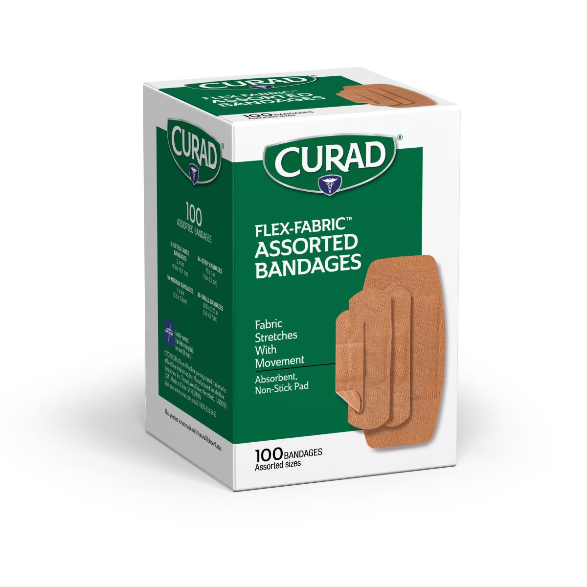 CURAD Flex Fabric Bandages - 24 Pack | Waterproof, Breathable, Flexible Adhesive Bandages for Cuts, Scrapes & Wounds | First Aid Essential for Home, Office & Travel