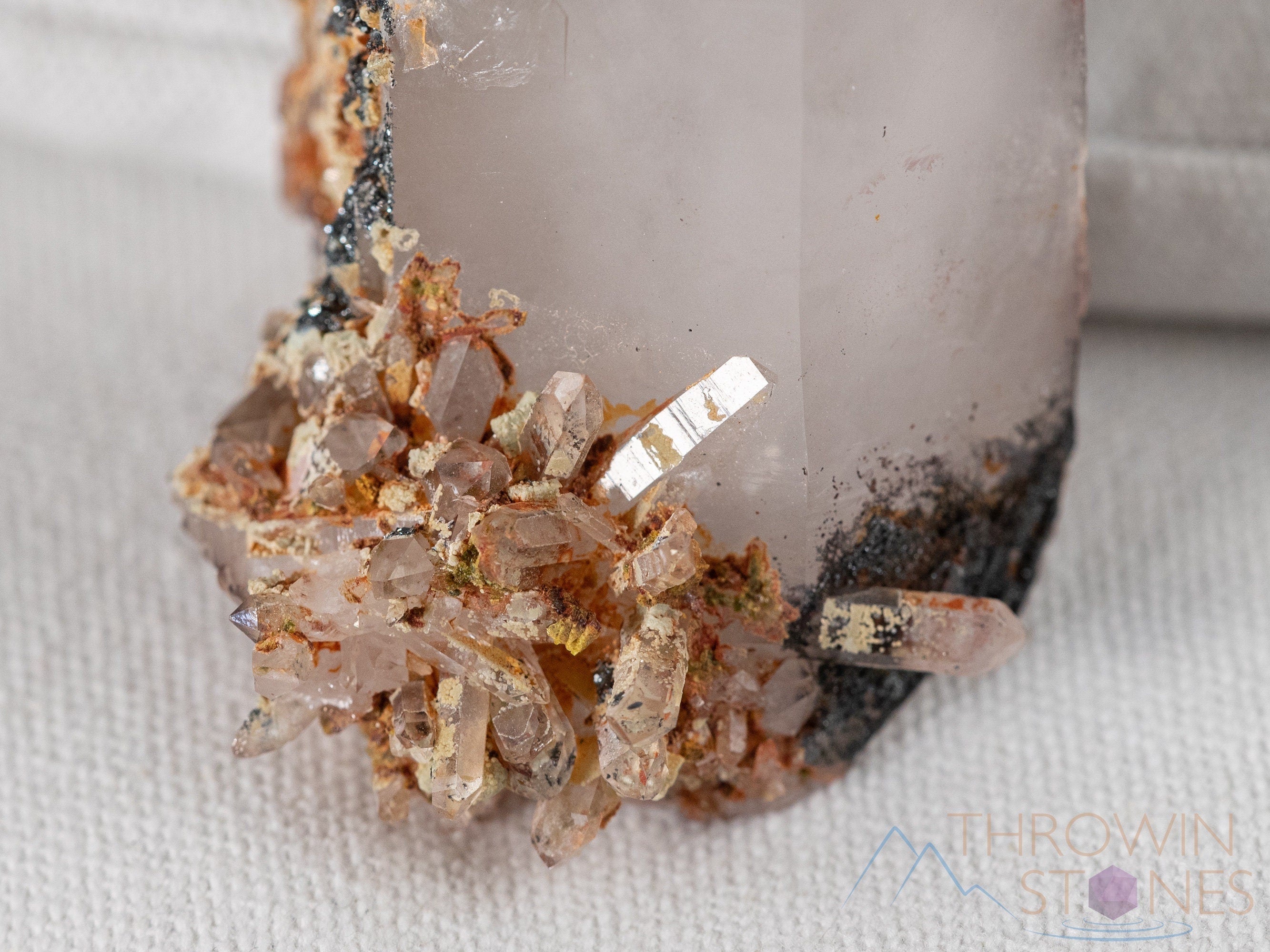 Natural QUARTZ Raw Crystal Cluster with Specular HEMATITE - Healing Stone for Home Decor, Housewarming Gift, Meditation & Spiritual Healing (40106) - Perfect for Office Desk, Living Room Display & Energy Cleansing