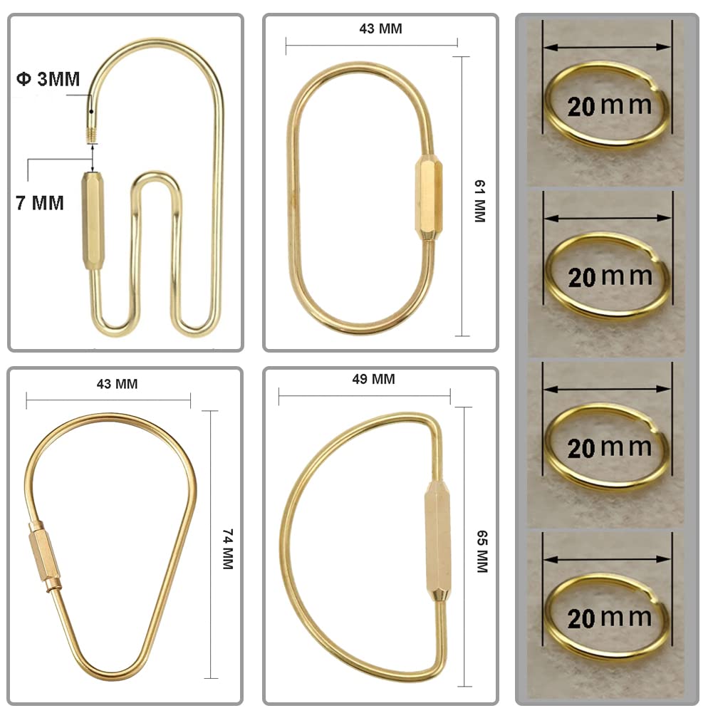 Brass Keychain Ring Screw Lock Set - 4 Pack Durable Keychain Hooks with Brass Key Rings for Men & Women | Perfect for Home, Office, Car Keys & Gift Giving