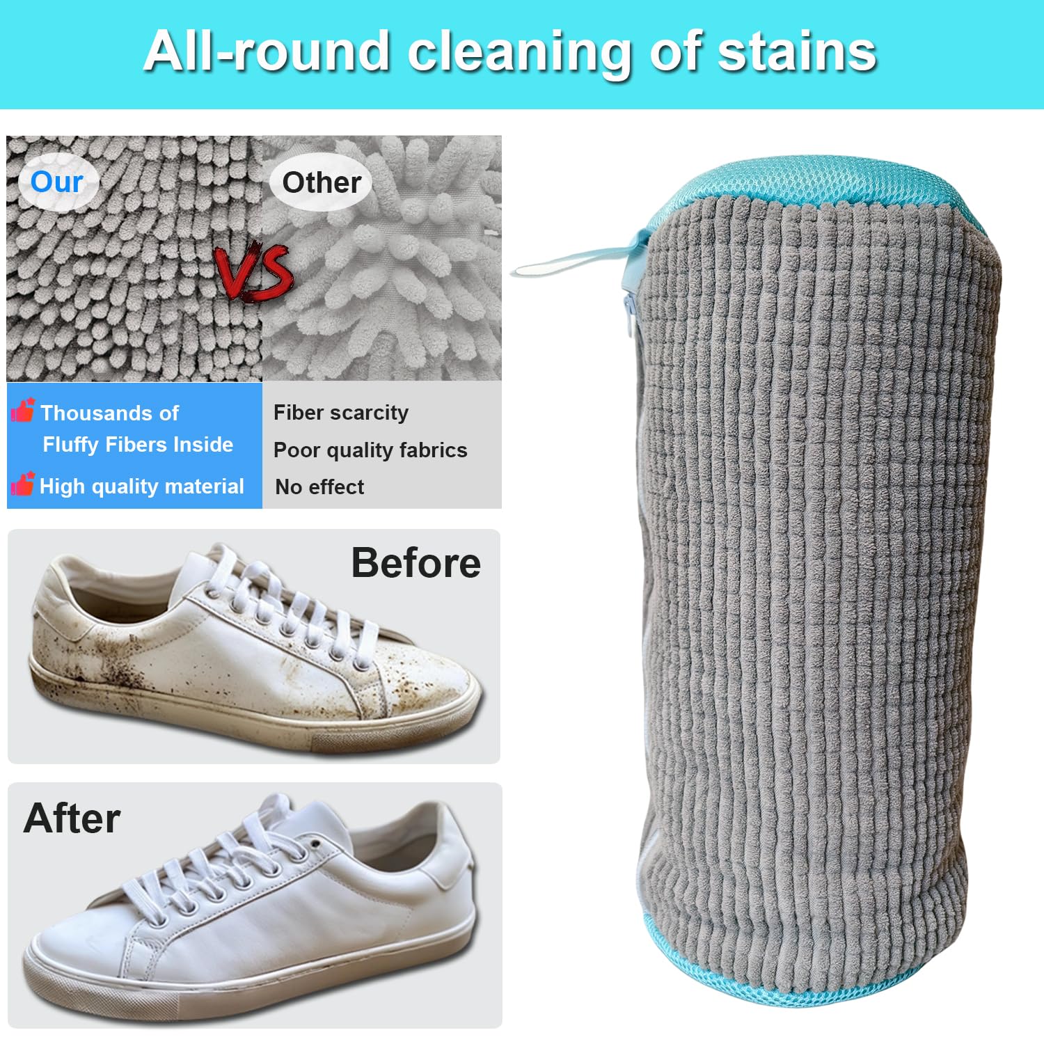Reusable Shoe Washing Machine Bag for Sneakers & Tennis Shoes - 360° Deep Cleaning Laundry Bag with Durable Zipper, Large Capacity (Grey, 2PCS) - Perfect for Washing & Drying Shoes in Washer & Dryer, Protects Footwear During Laundry