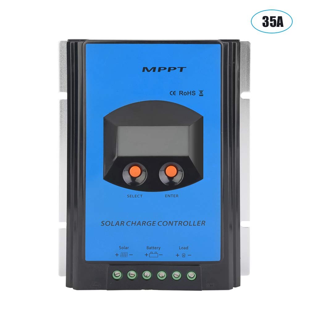Ymiko 35A MPPT Solar Charge Controller 12V/24V Auto-Switching with LCD Display - Perfect for RV, Boat, Off-Grid Solar Systems & Battery Charging