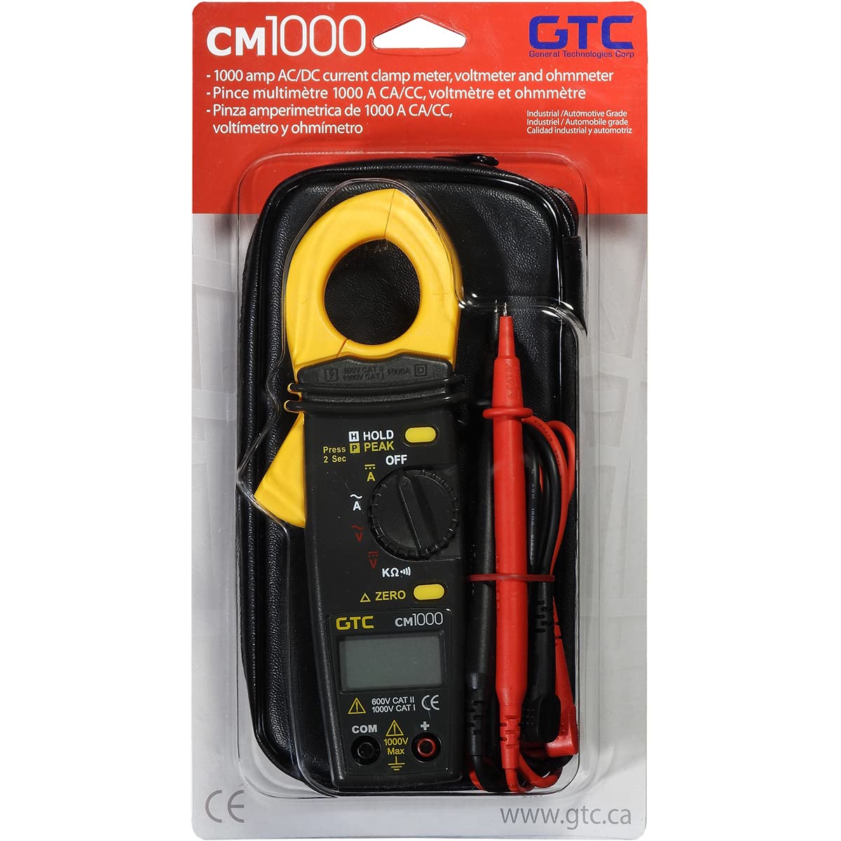 GTC CM1000 1000A AC/DC Digital Clamp Meter - True RMS Current Tester for Electricians, HVAC & Automotive Diagnostics by General Technologies Corp