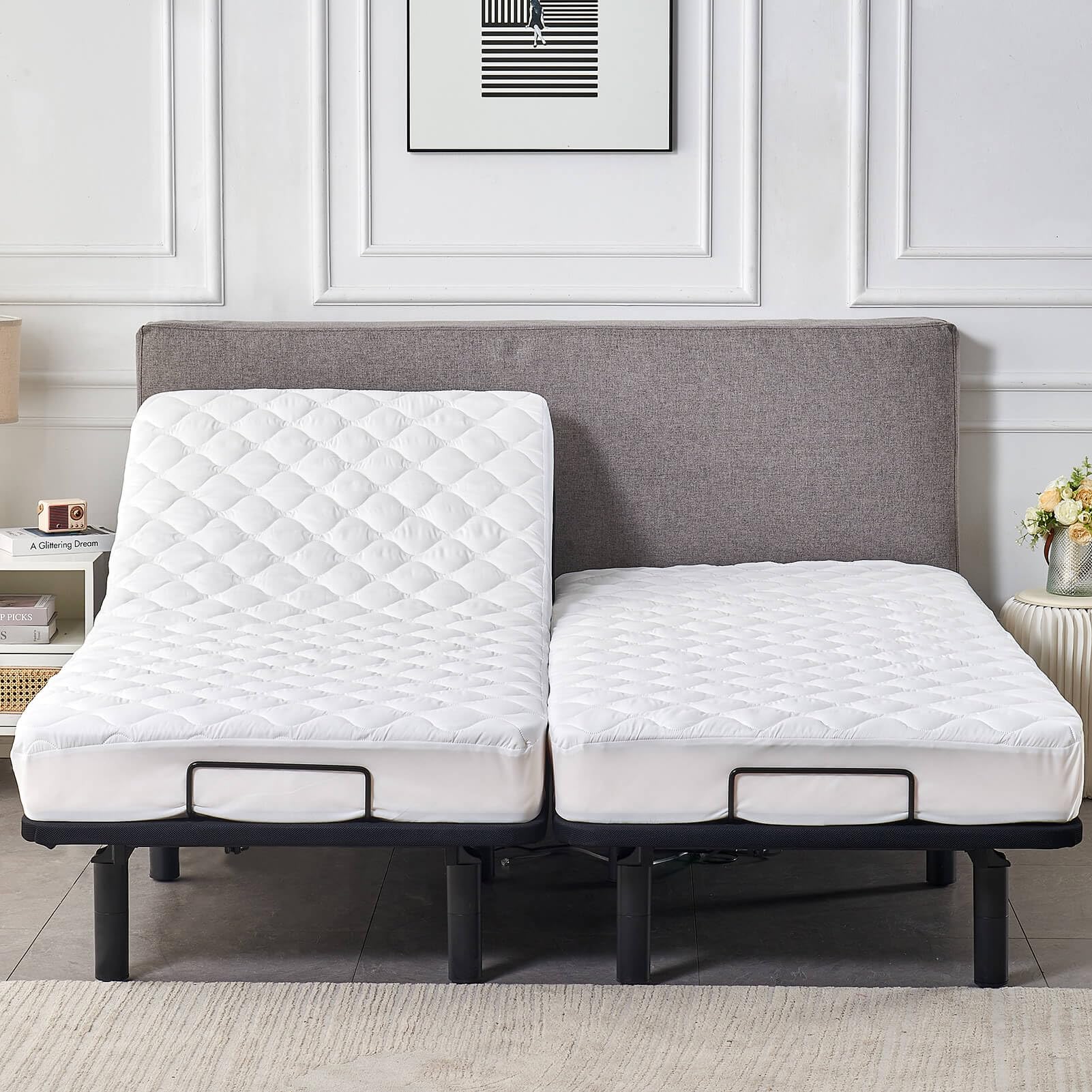 Waterproof Quilted Split California King Mattress Protector - Soft Noiseless Fitted Cover with Enhanced Elastic Pocket for Adjustable Beds (Fits 2 Cali Twin XL 36x84) - Ideal for Allergy Relief, Bedwetting Protection & Enhanced Sleep Comfort