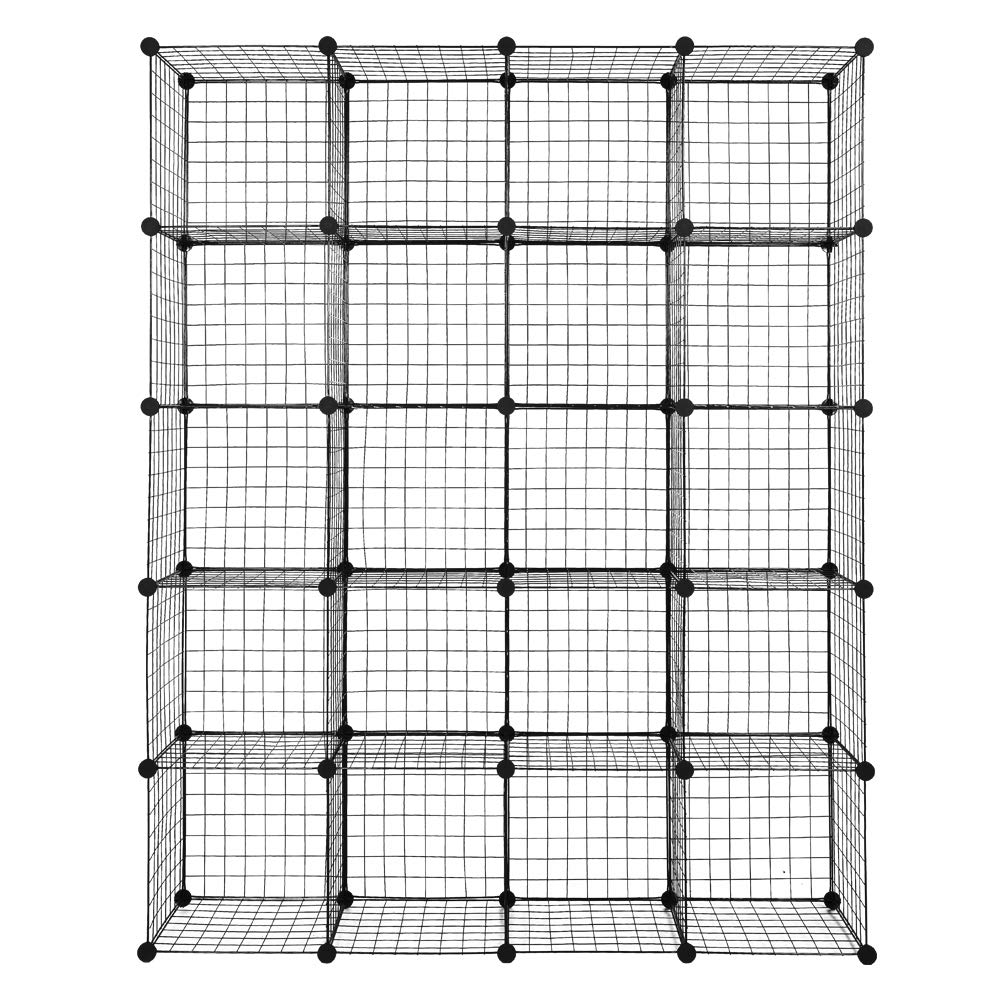 Baisha 20-Cube Wire Storage Shelves - Modular Metal Grid Organizer for Home, Office & Closet | Space-Saving Bookcase & Cubbies | Perfect for Bedroom, Dorm, Kids Room Organization