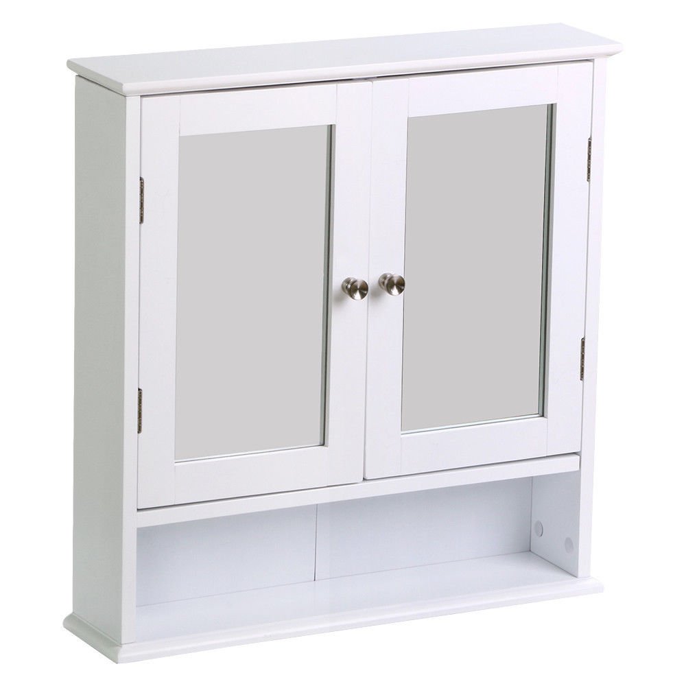 Adjustable Wooden Bathroom Wall Mirror Cabinet with Mounted Medicine Shelf - Space Saving Storage for Toiletries, Cosmetics & Essentials - Perfect for Bathroom, Vanity & Small Space Organization