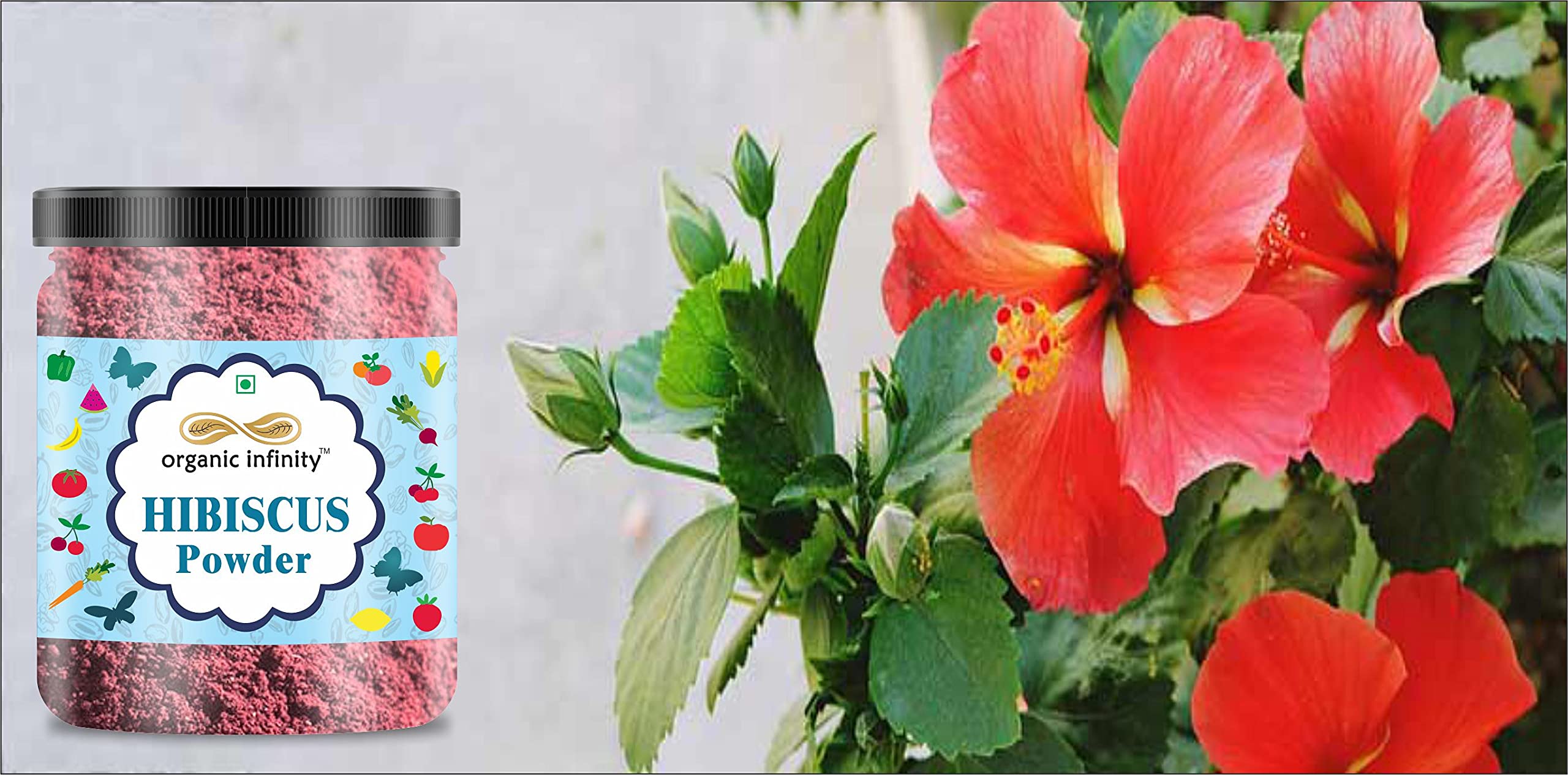 Organic Hibiscus Flower Powder for Hair Growth & Skin Care - 100g | Natural Hair Treatment, Face Mask Ingredient | Promotes Healthy Hair & Glowing Skin | DIY Beauty Recipes & Ayurvedic Remedies