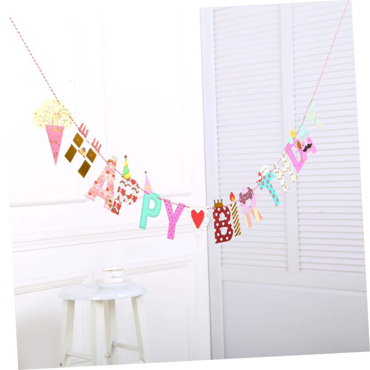 Happy Birthday Banner for Baby - 2m Paper Flags Party Decorations with Hohopeti Theme | Perfect for Baby Showers, 1st Birthday Parties & Nursery Room Decor