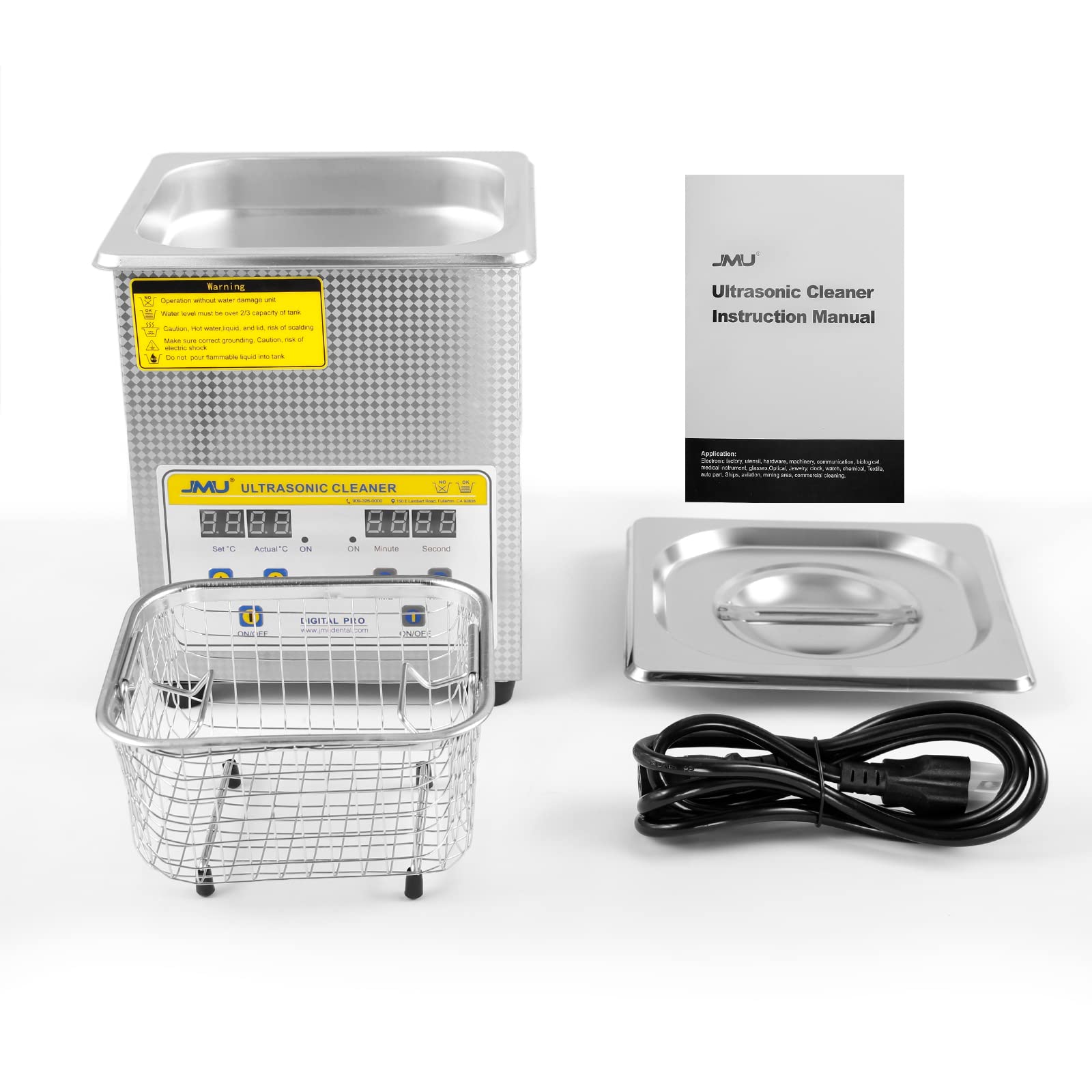 JMU 2L Professional Ultrasonic Cleaner with Digital Timer & Heater - Jewelry, Watch, Glasses, Circuit Board, Dental Tools Cleaning for Home & Commercial Use