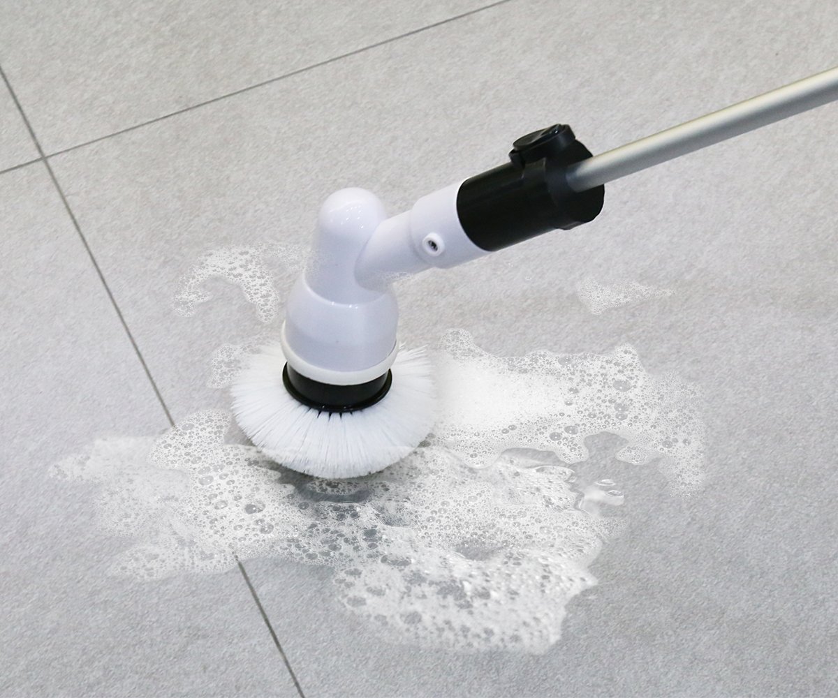 Electric Spin Scrubber - Cordless 360° Multi-Purpose Cleaning Brush with 3 Replaceable Heads & Extension Arm - Perfect for Shower, Tile, Floor, Kitchen, Bathroom Cleaning - Ideal for Deep Cleaning Grout, Tubs, Sinks and Hard-to-Reach Areas