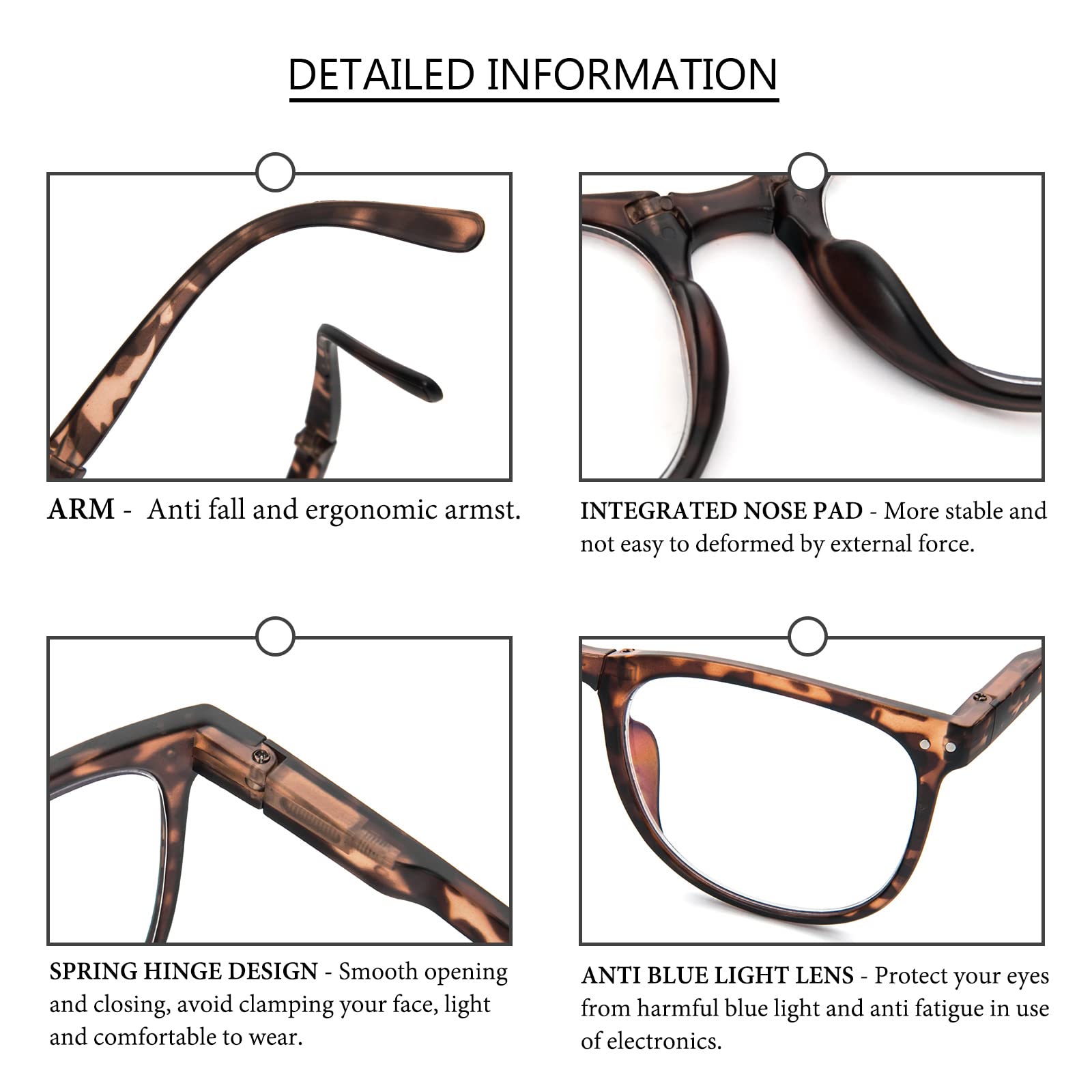 MMOWW Folding Portable Progressive Reading Glasses with Spring Hinges & Blue Light Blocking - Lightweight Computer Glasses for Men & Women - Perfect for Office Work, Gaming, and Digital Screen Use